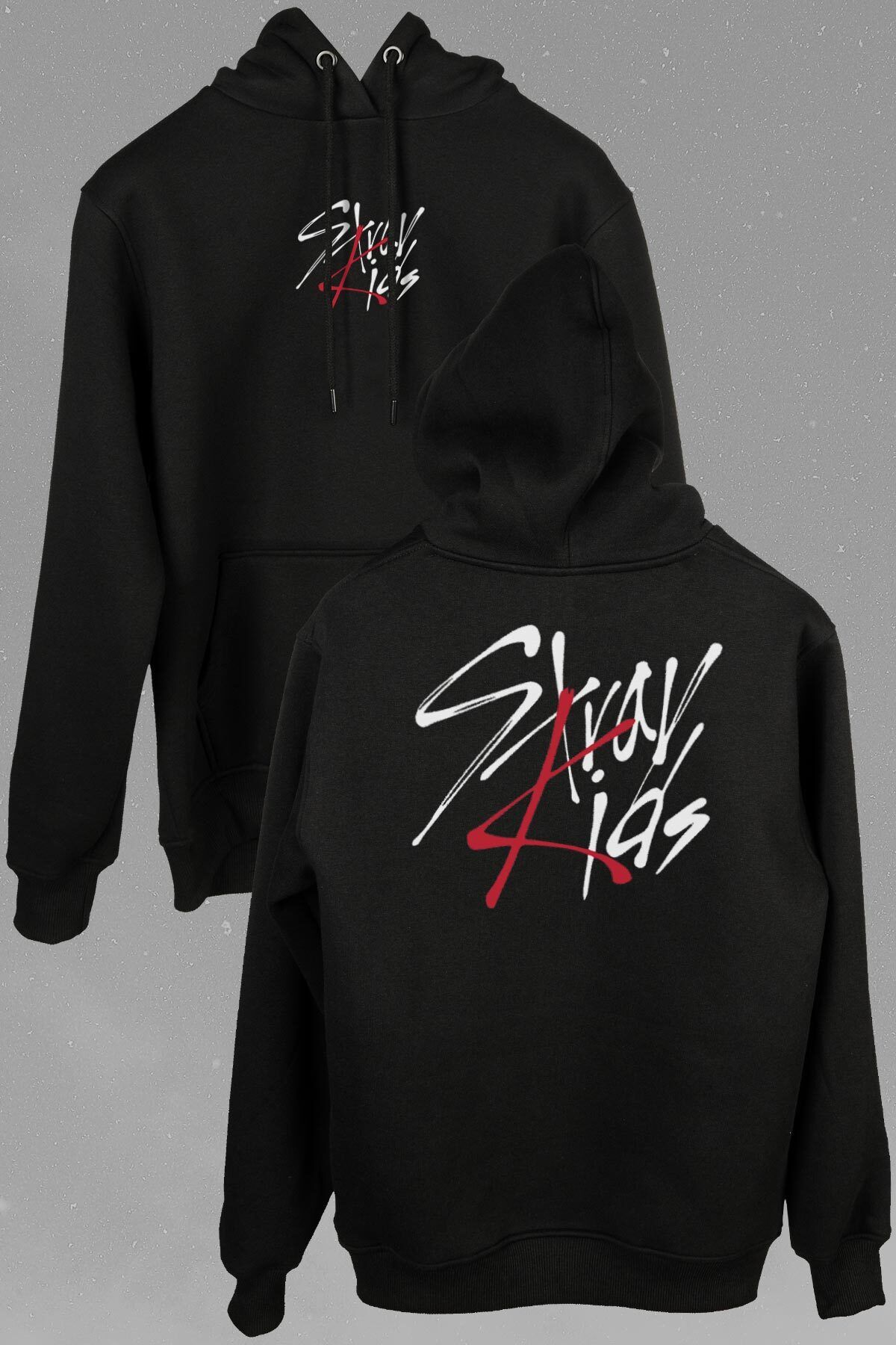 Kendim Seçtim Stray Kids Coreeană K-pop Hanorac Imprimat Față Și Spate Hanorac Cu Glugă Unisex Unisex - L