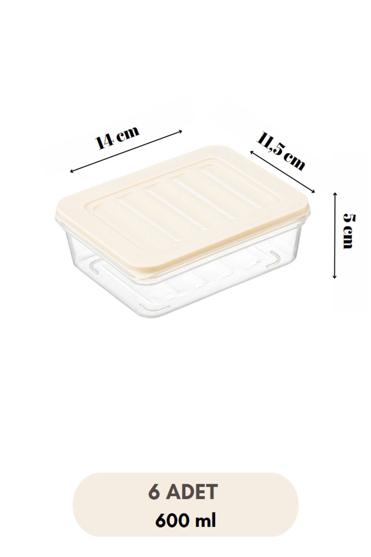 Flash Bazaar-6-Piece Refrigerator Organizer Microwave and Freeze Convenient Storage Container Cream Lid 6 X 600 ml 4