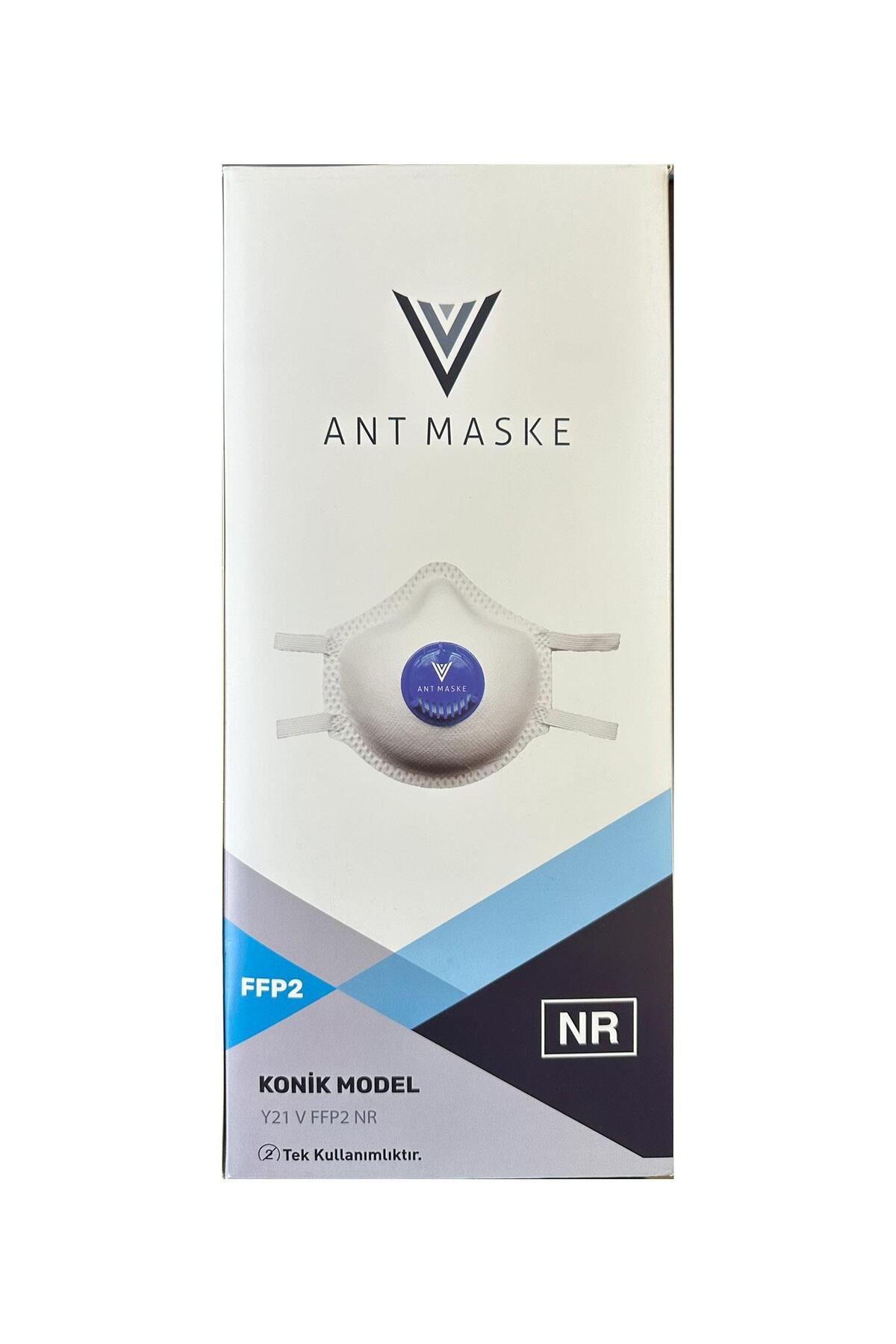Ant Beyaz Ventilli FFP2 NR Toz İş Güvenlik Sanayi Boya Konik Maske