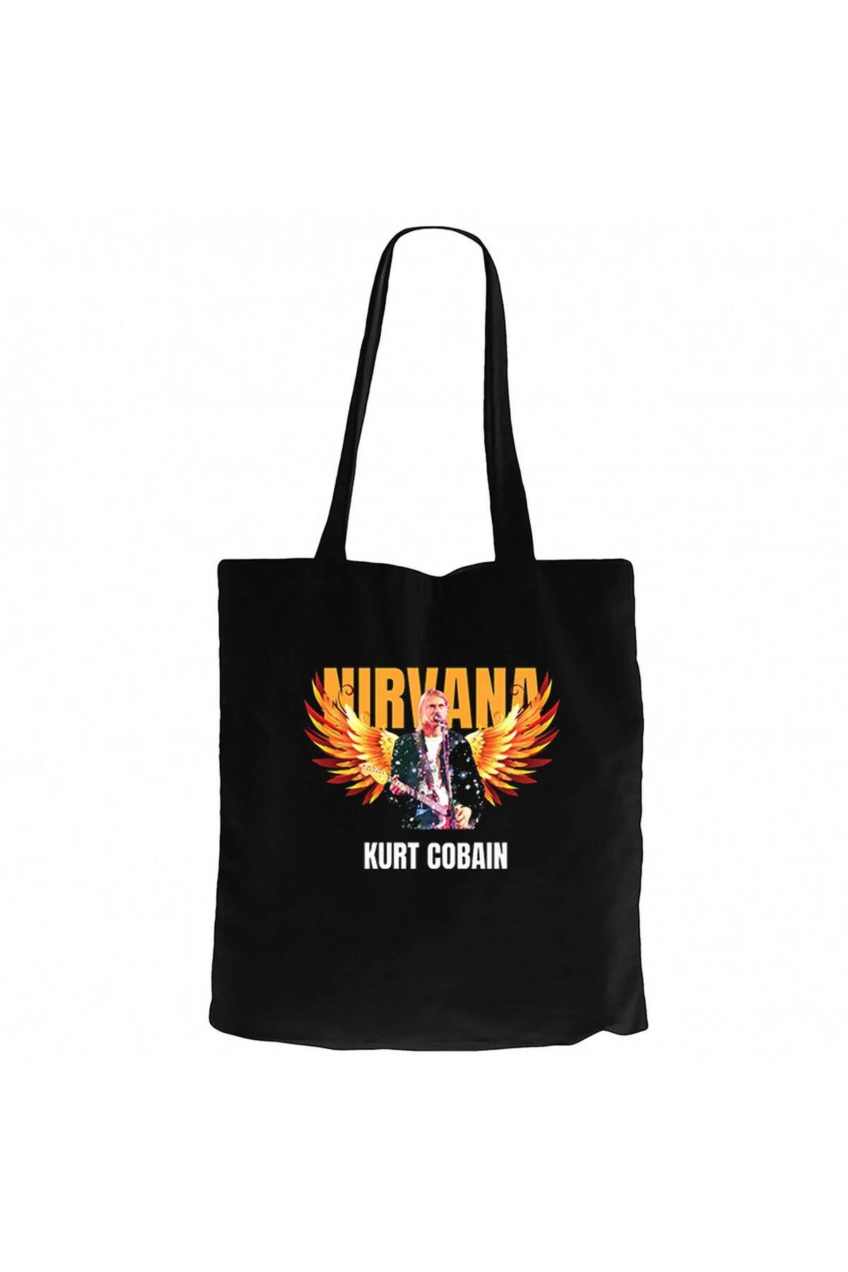 Z zepplin Nirvana Kurt Cobain Guitar Angel Siyah Kanvas Bez Çanta