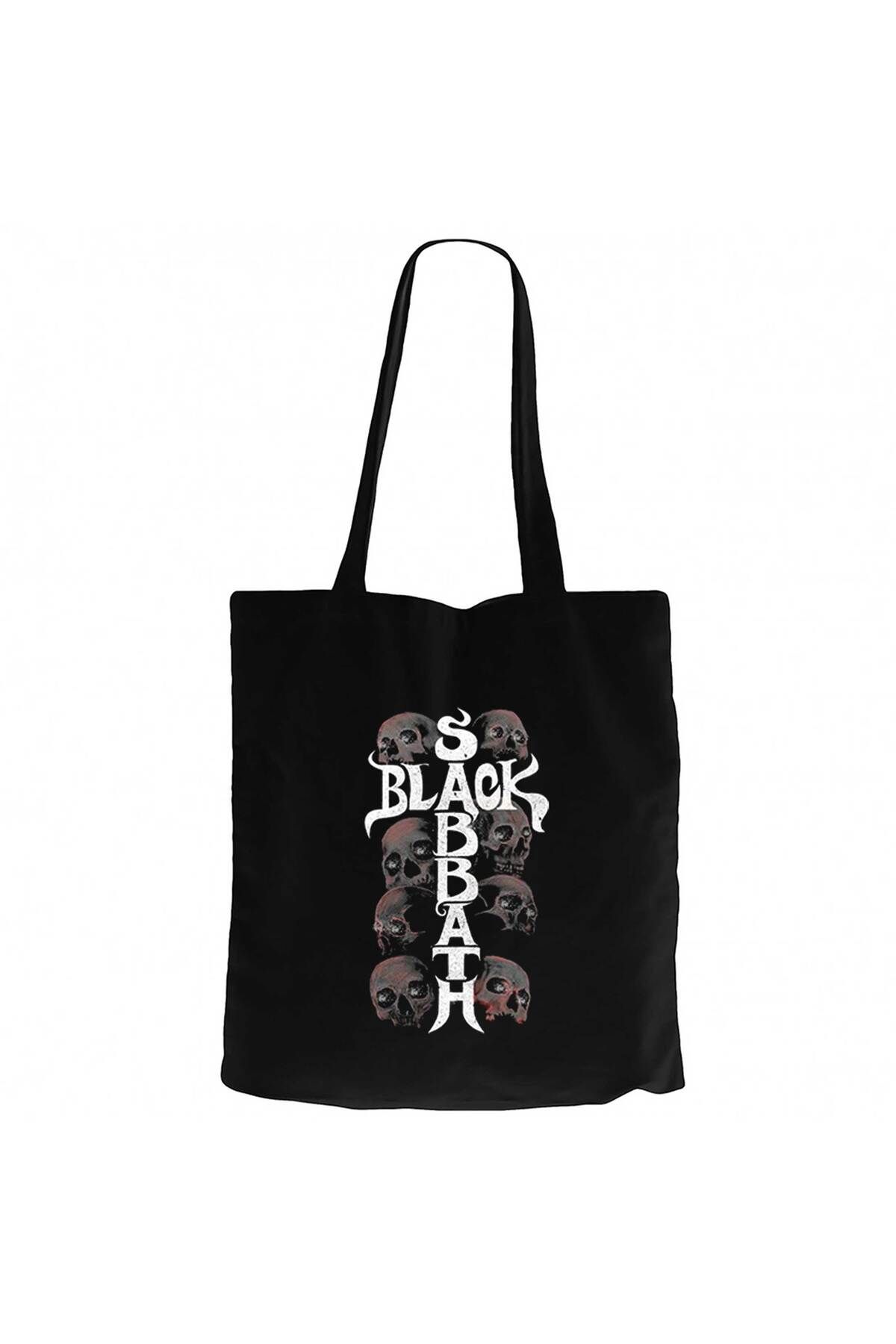 Z zepplin Black Sabbath Skull Siyah Kanvas Bez Çanta