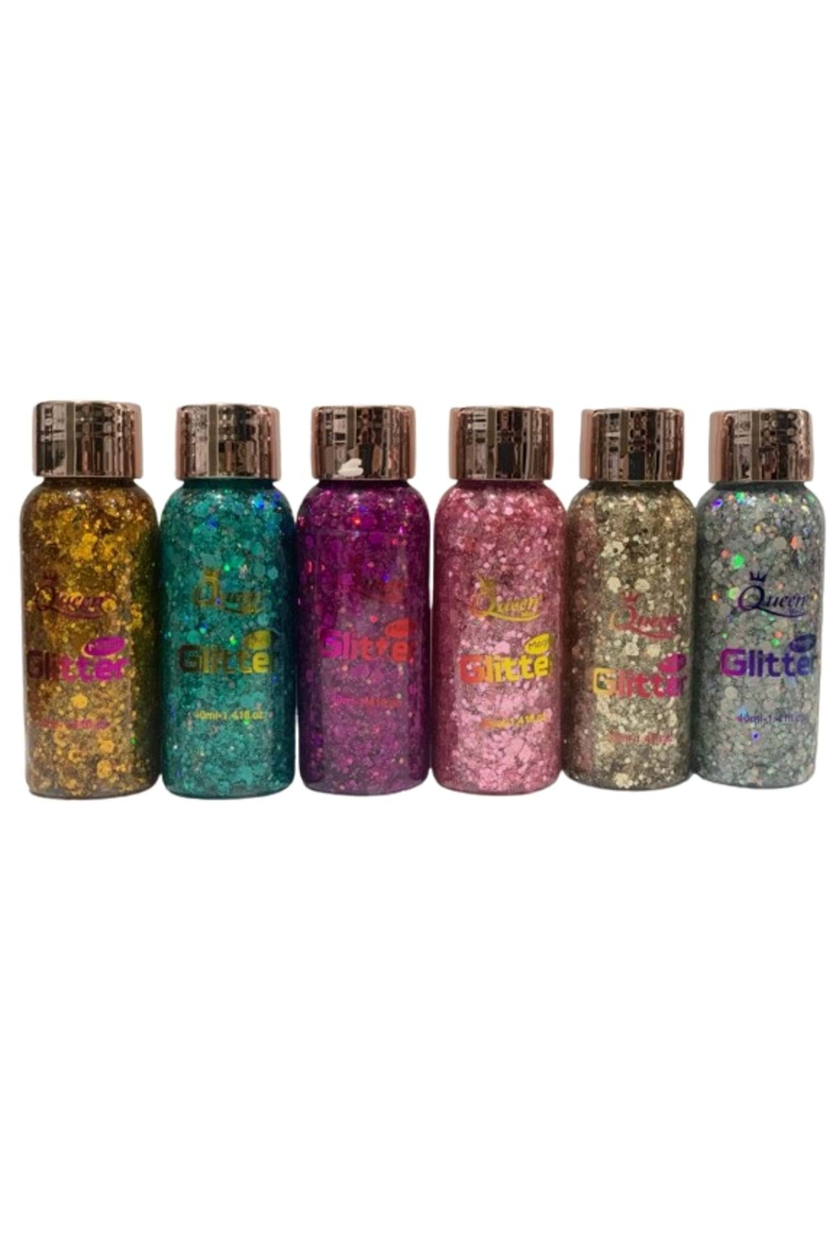 Mini Queen Vücut & Saç & Yüz Simi Jel Glitter 6 Lı 6 Adet(ASORTİ RENK) — رنگارنگ ST07557