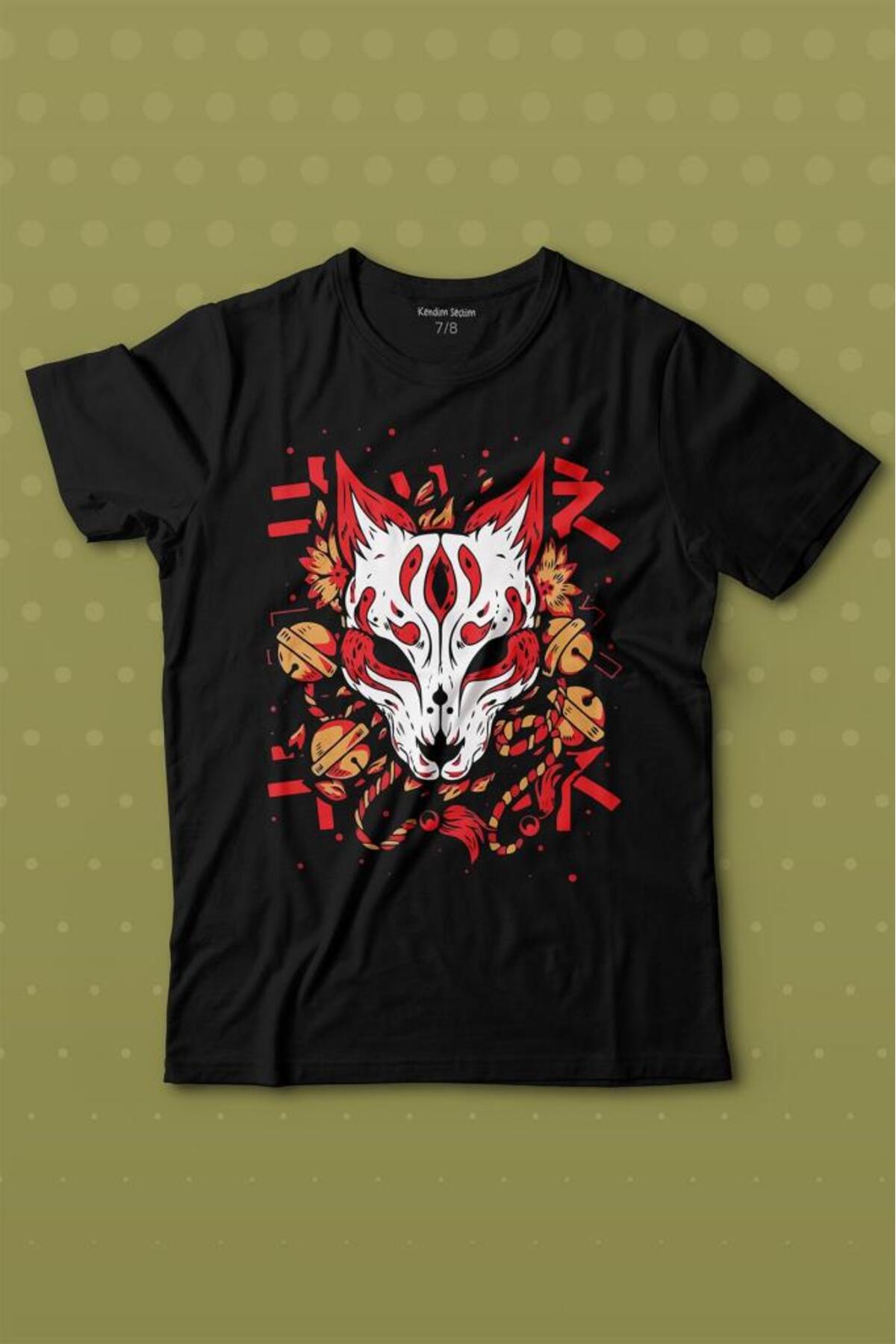 Kitsune Mask Japanese Japanese Culture Printed T-Shirt Kids T-shirt