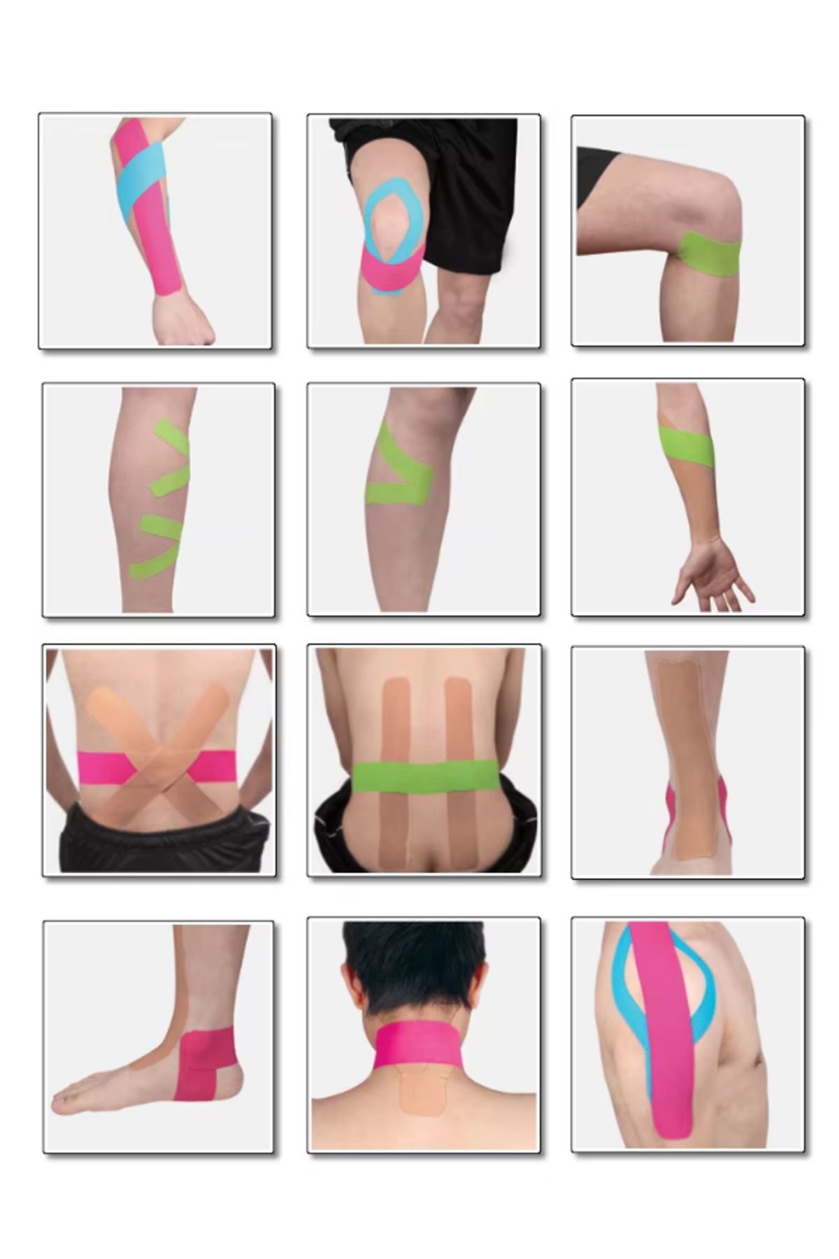 NutraBella Sport Tape MAVİ,TEN,PEMBE,KIRMIZI Renk Kinezyo Sporcu Bandı Ağrı Bandı 5 Metre X 5 Cm 4 ADET fiyatı.