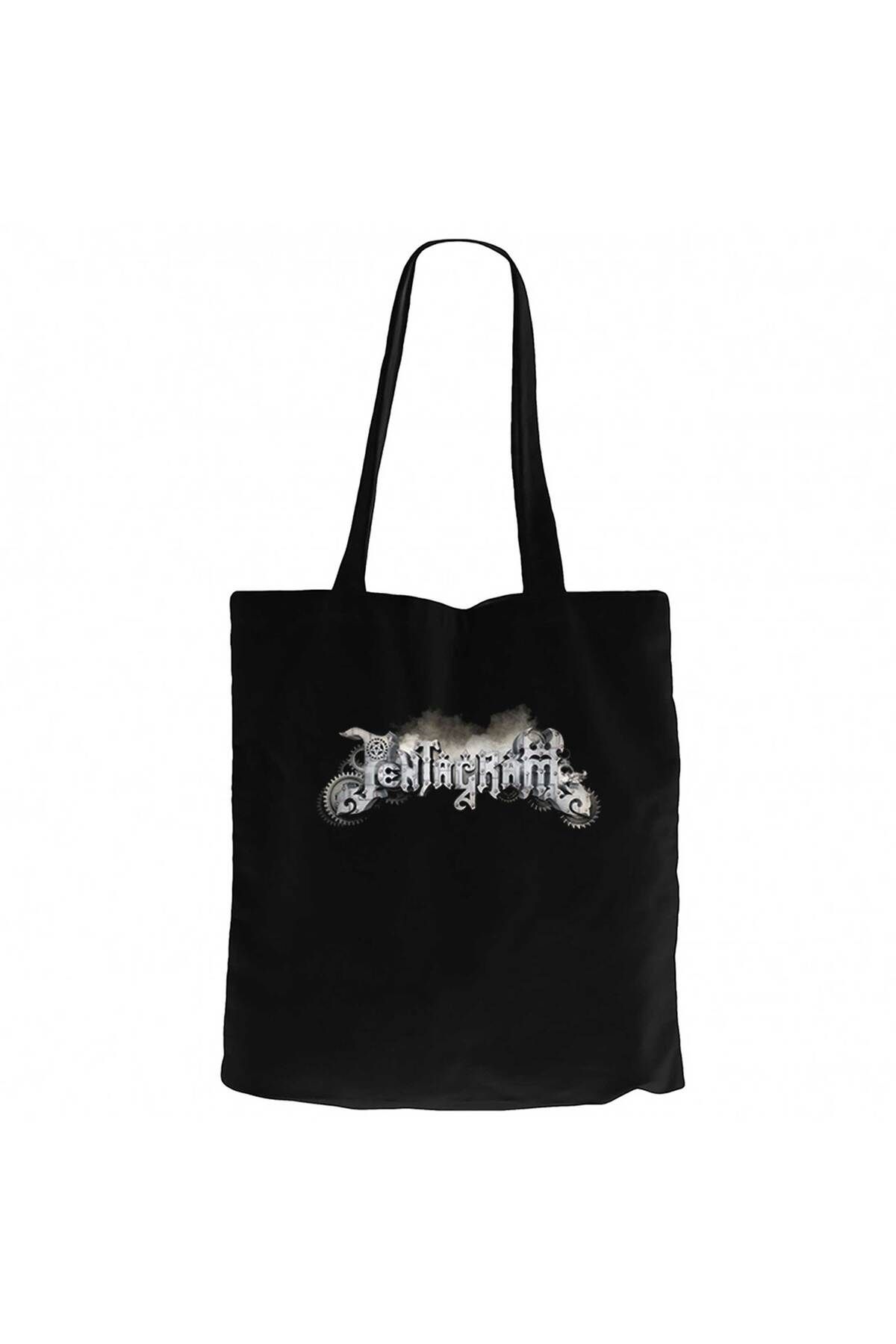 Z zepplin Pentagram Yazı Logo Siyah Kanvas Bez Çanta