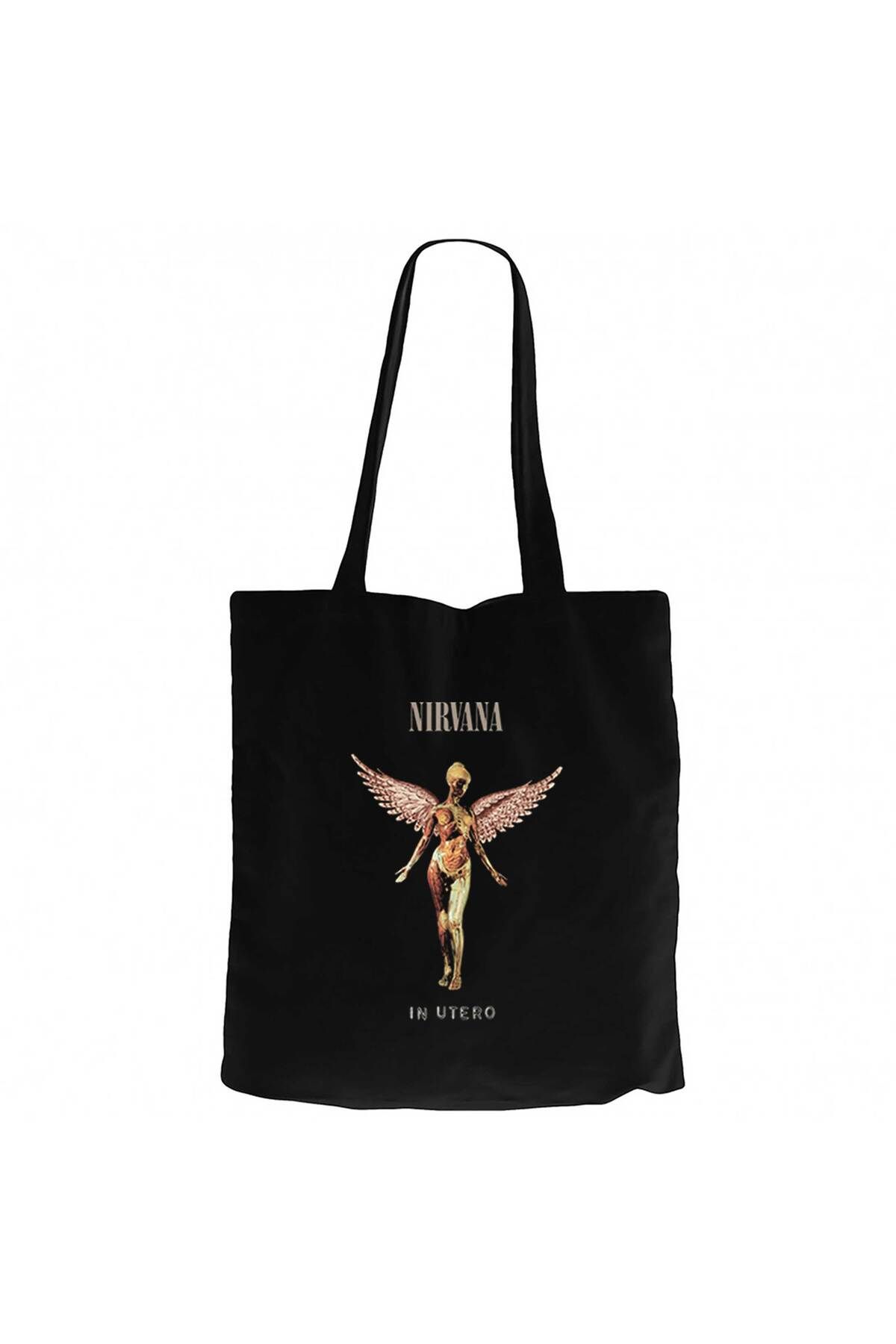 Z zepplin Nirvana In Utero Siyah Kanvas Bez Çanta