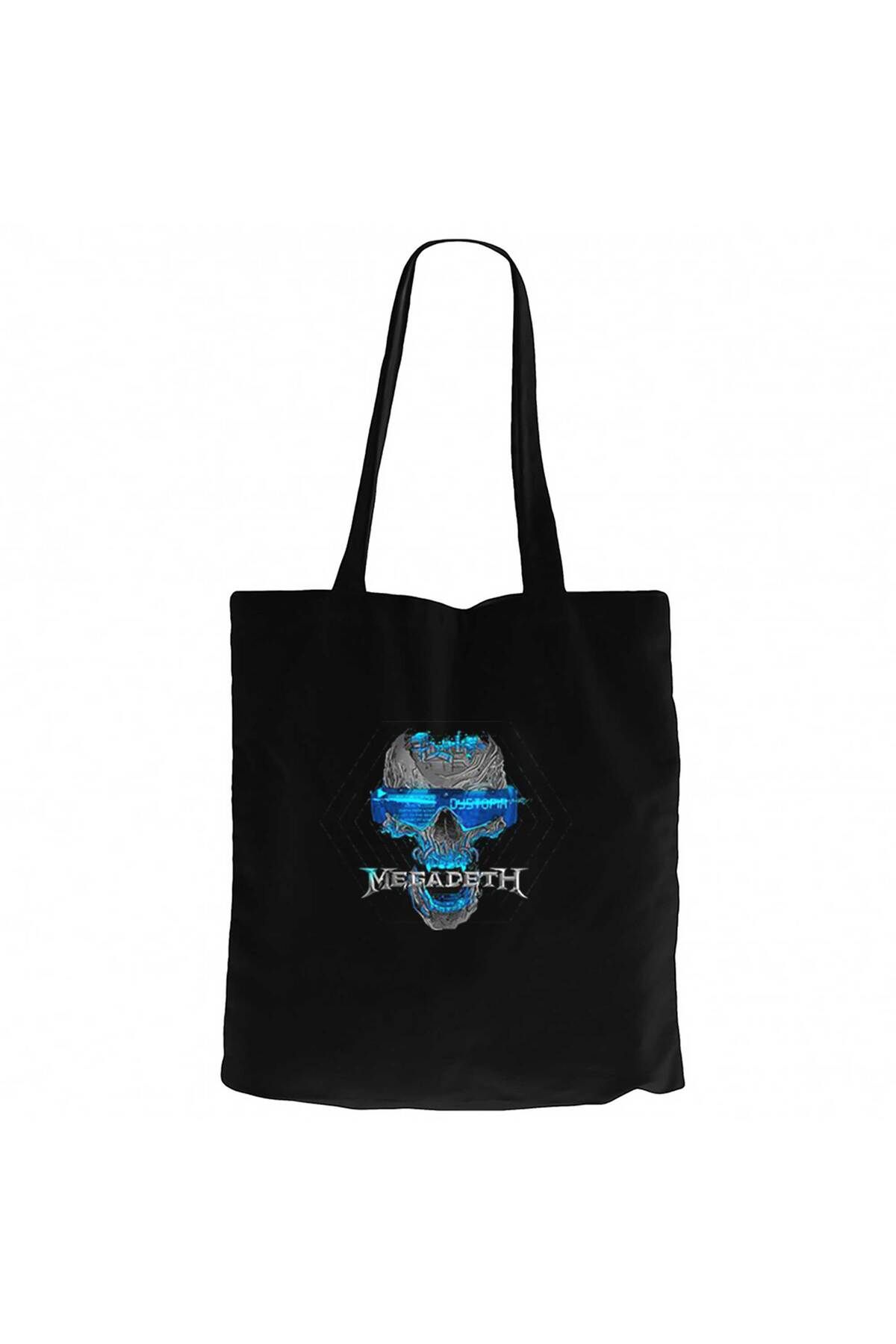 Z zepplin Megadeth Dystopia Skull Siyah Kanvas Bez Çanta