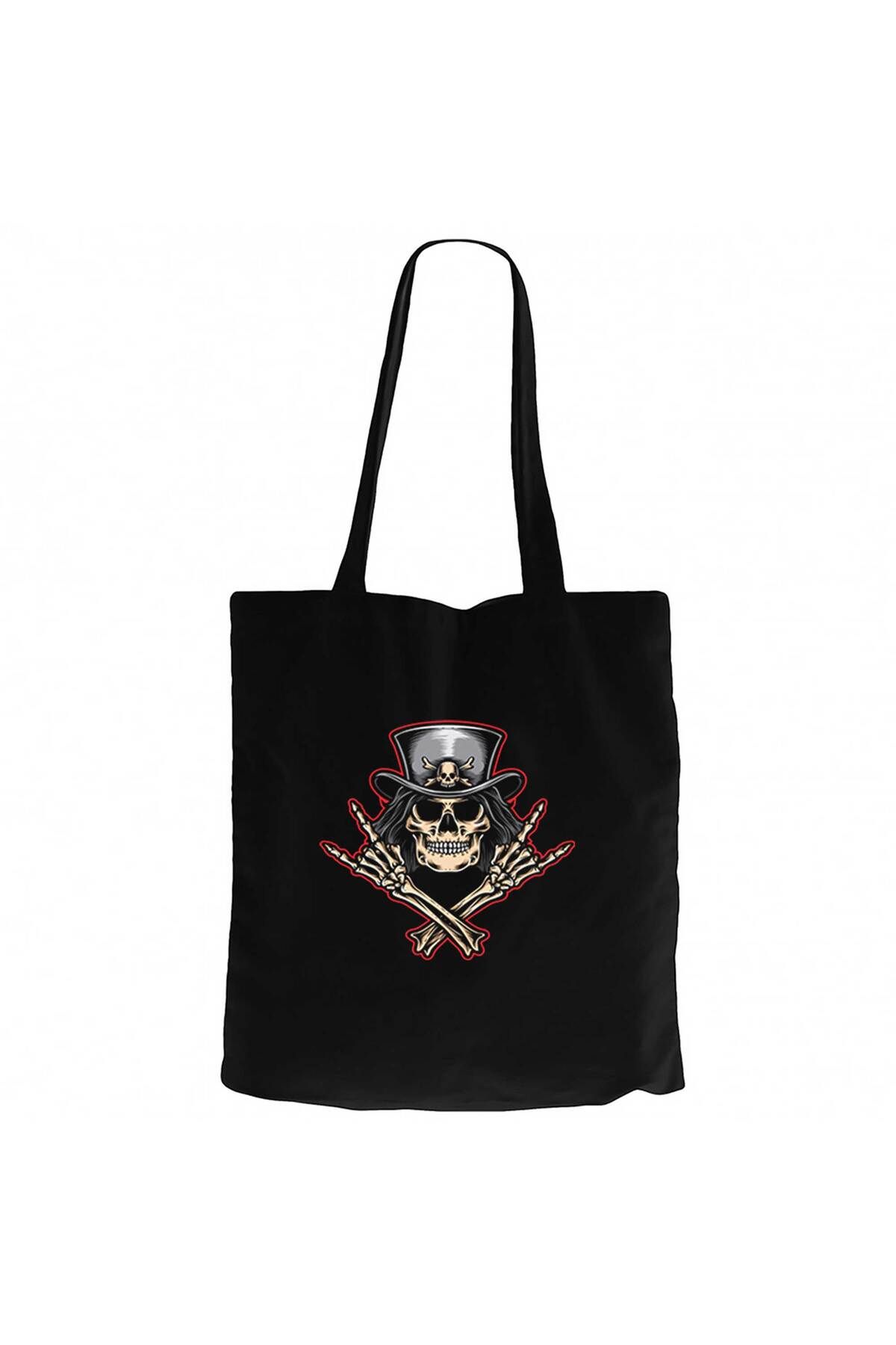Z zepplin Slash Skull Siyah Kanvas Bez Çanta