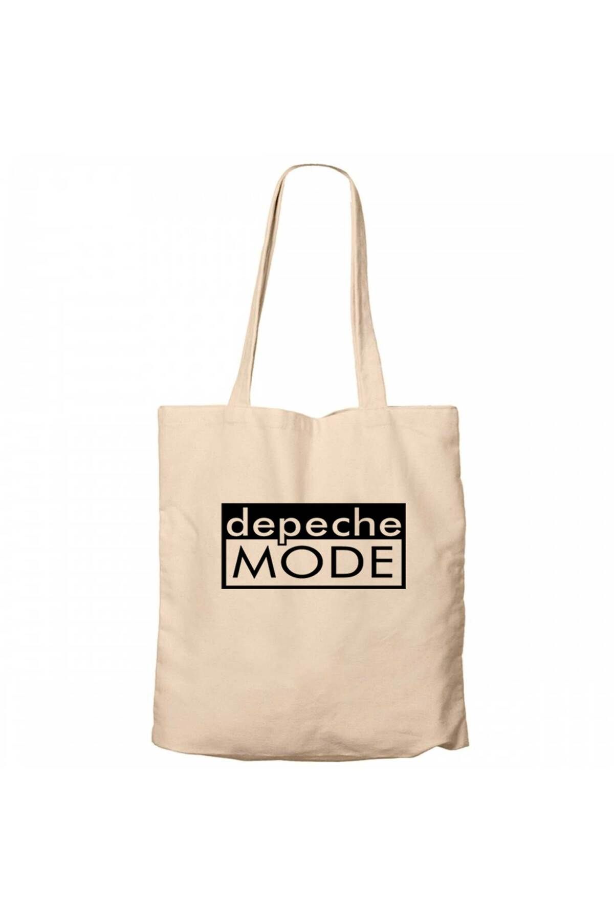 Z zepplin Depeche Mode Text Krem Kanvas Bez Çanta