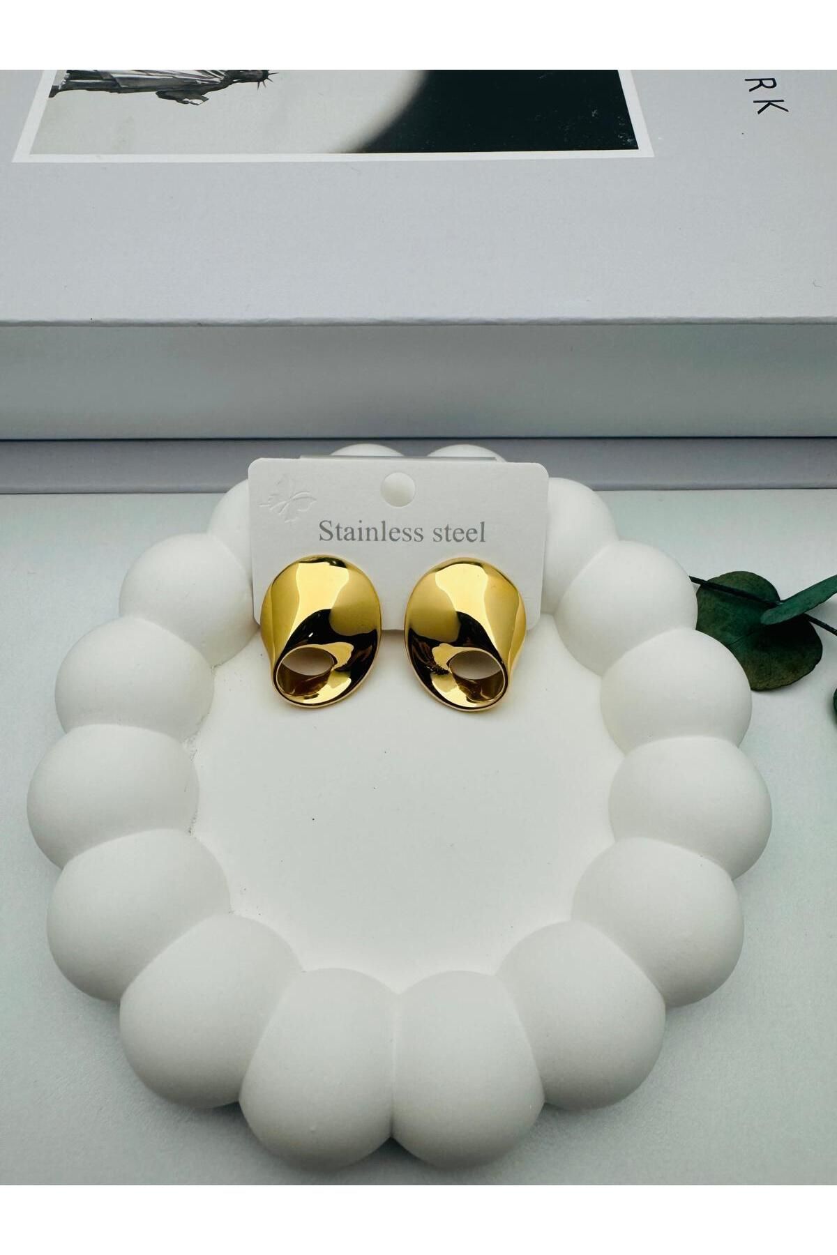 HEDİYELANDY Çelik Küpe Kp443 (Gold)