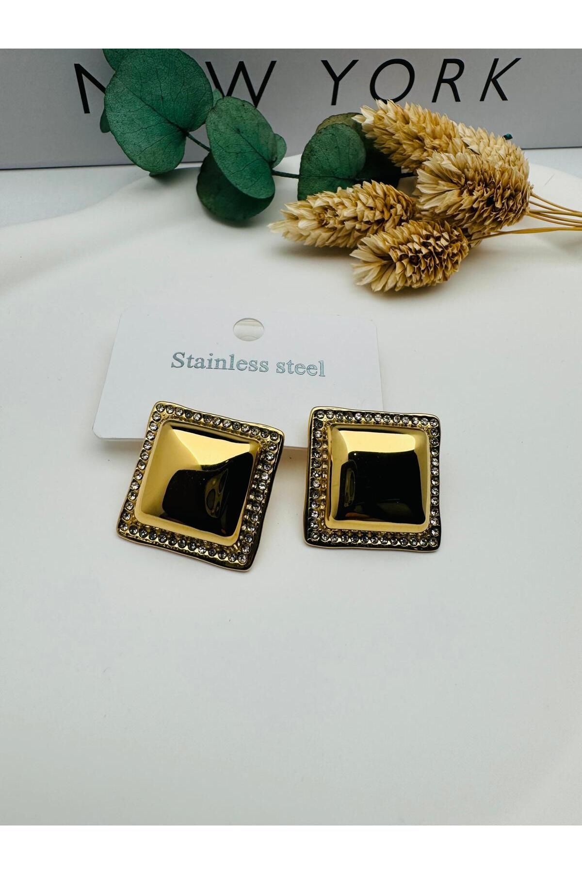 GLY ÇLKBİJUTERİ Favori Model Çelik Küpe (Gold) Kp477