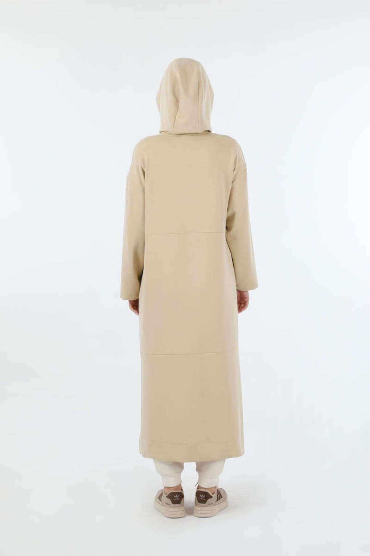 ZÜLAYS-Stone Colored Long Cardigan witH Zipper and Pockets 6