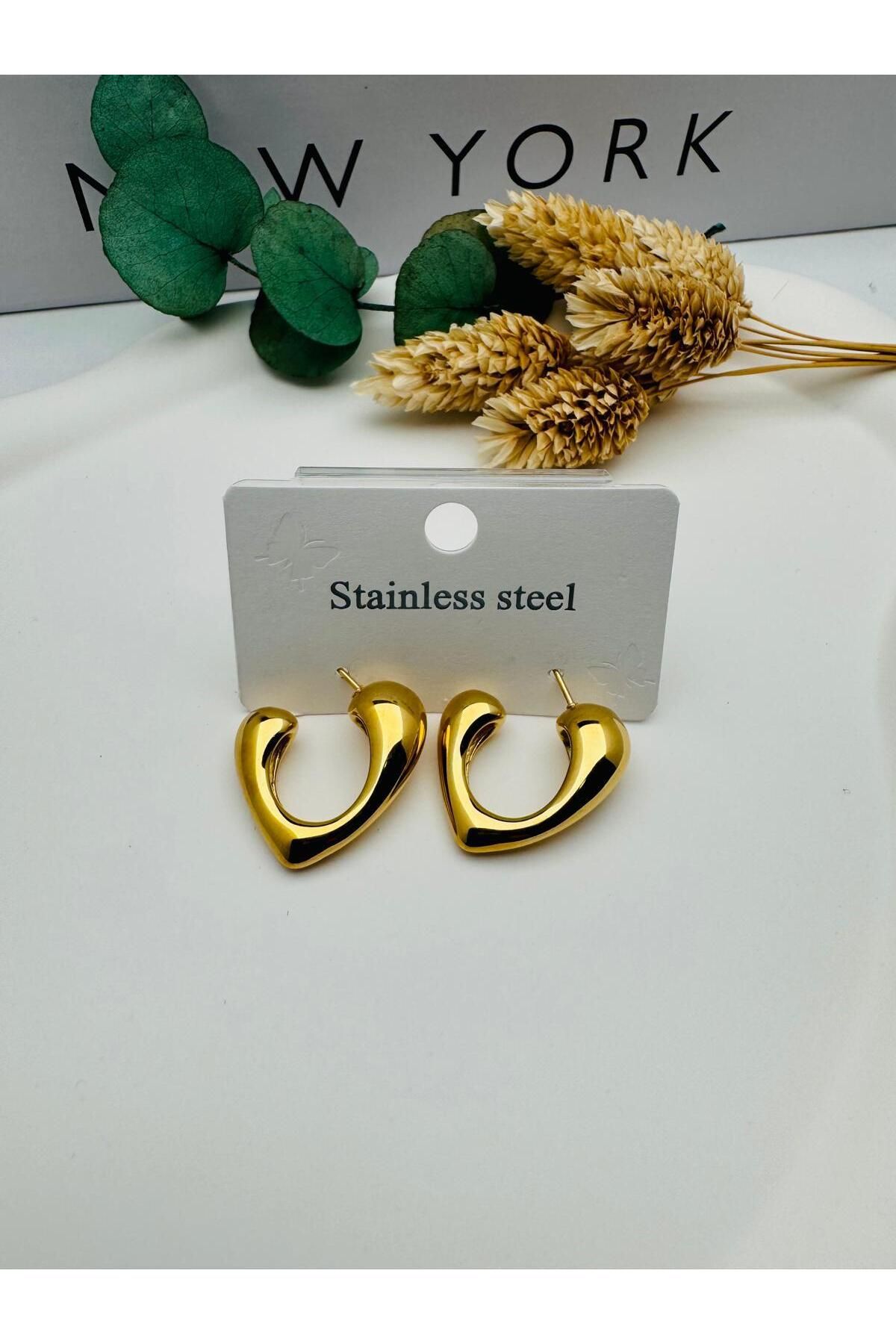 nerede bulurum Favori Model Çelik Küpe (Gold) Kp472