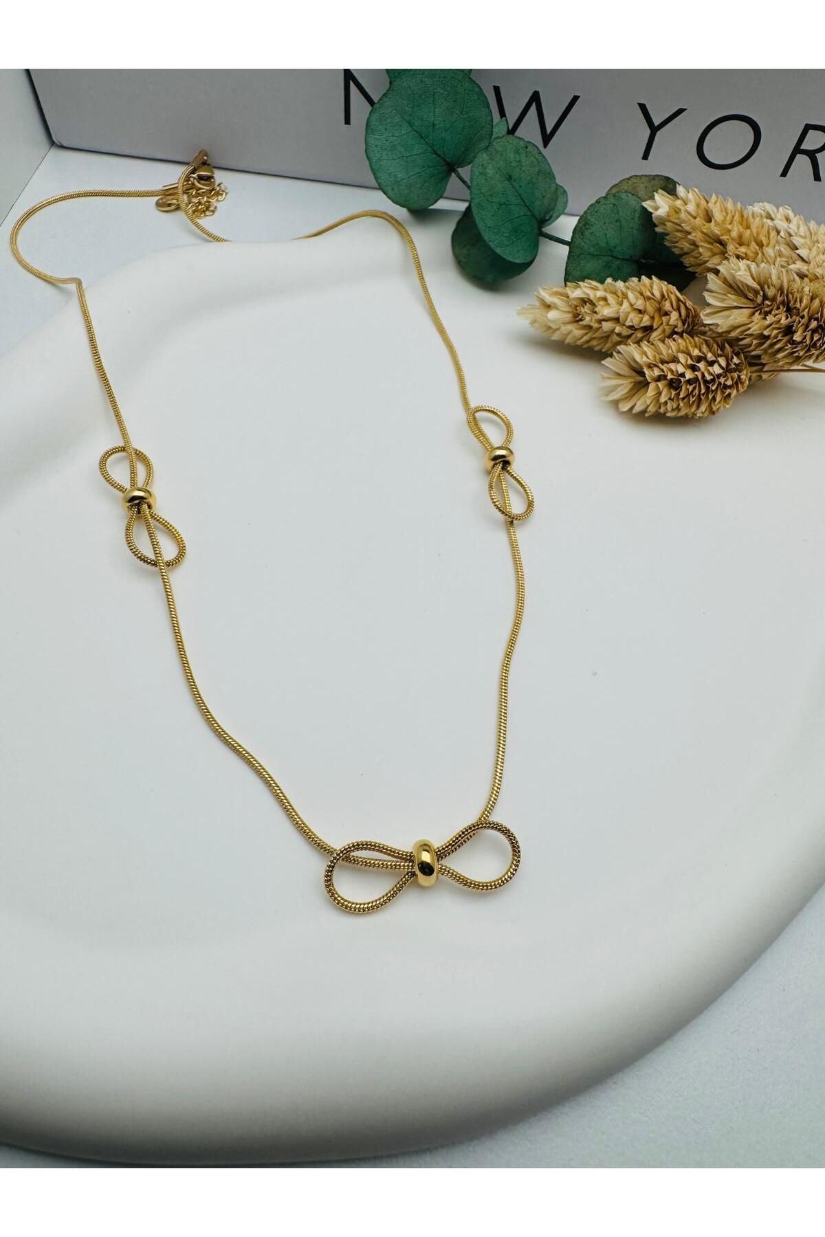 HEDİYELANDY Fiyonk Model Çelik Kolye (Gold) 0106301