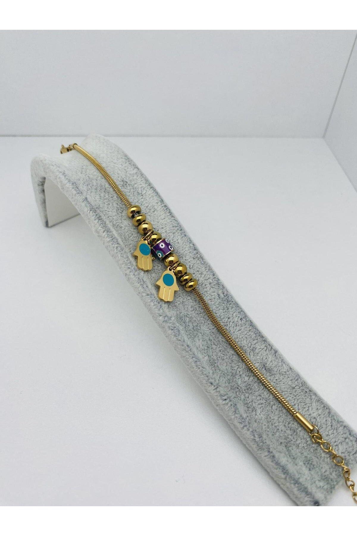 RBY El Detaylı Çelik Bileklik (Gold) Blk 2159-01