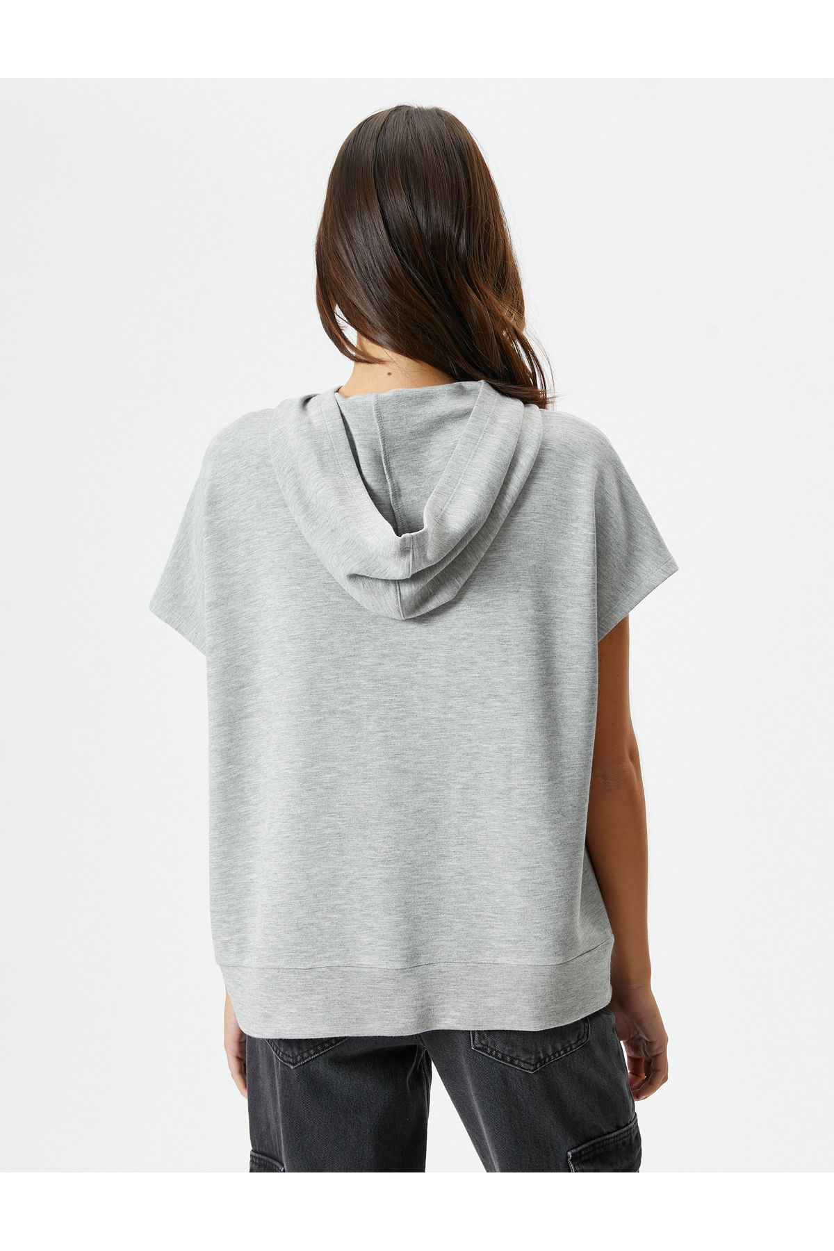 Koton-Hooded Sweatshirt Short Sleeve Kangaroo Pocket Viscose 4