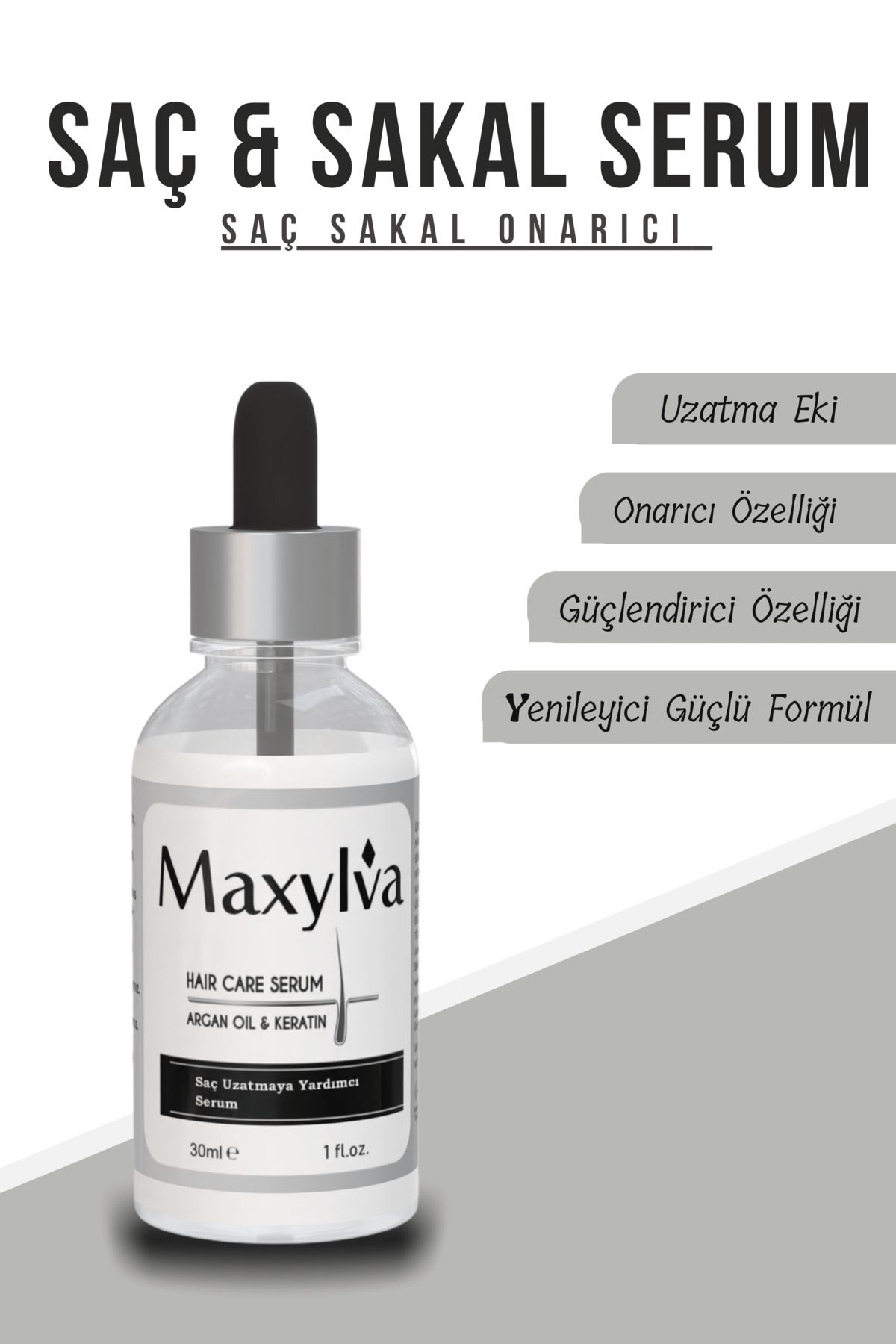 Maxylva Hızlı Saç, Sakal Uzatma Serumu, Dökülme Karşıtı, Besleyici Serum ( Ultra Hair Serum ) 30ml-1