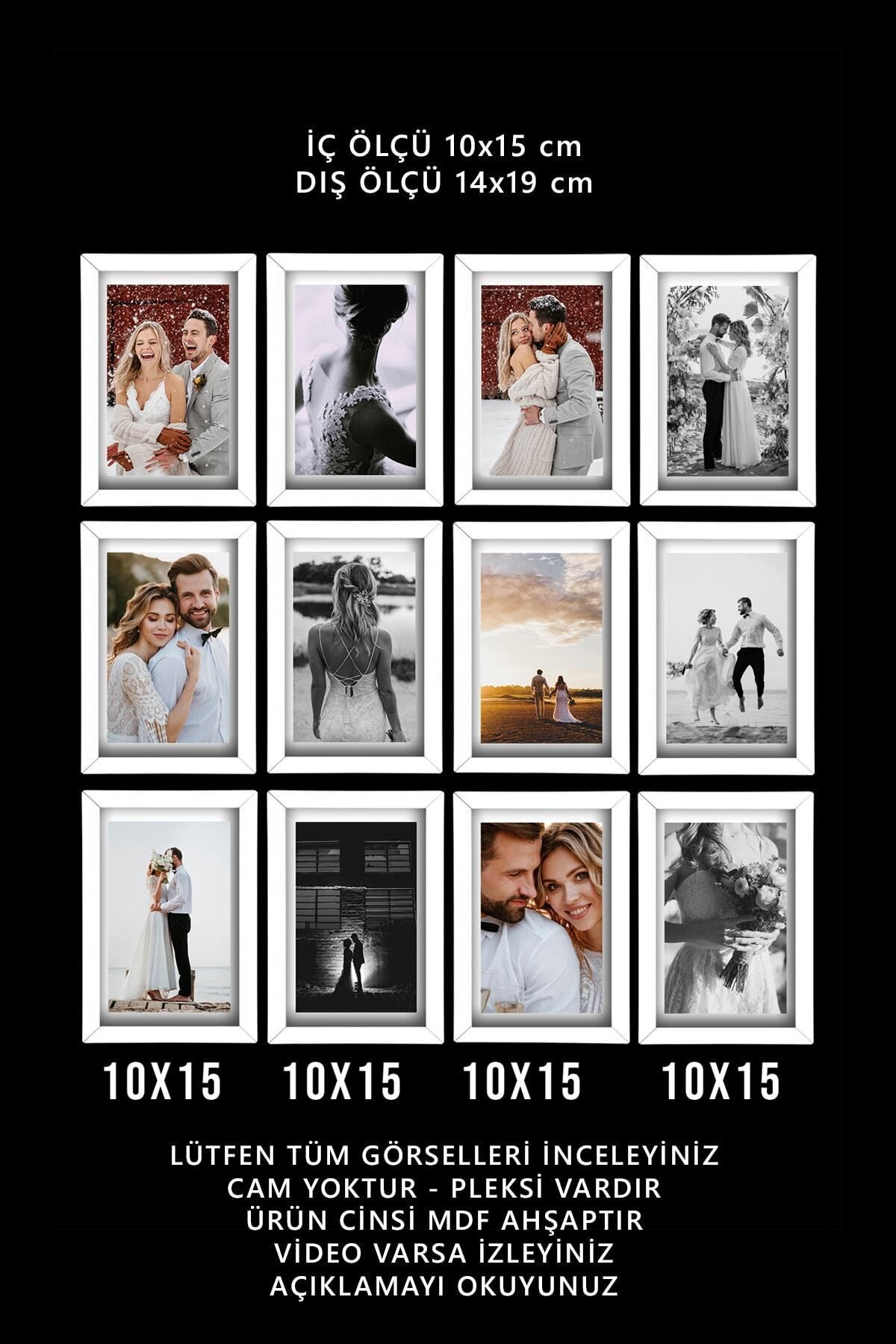 bymat-12 Pieces 10x15 Frame - White Frame - MDF Mini Frame - Multiple Photo Frame 5