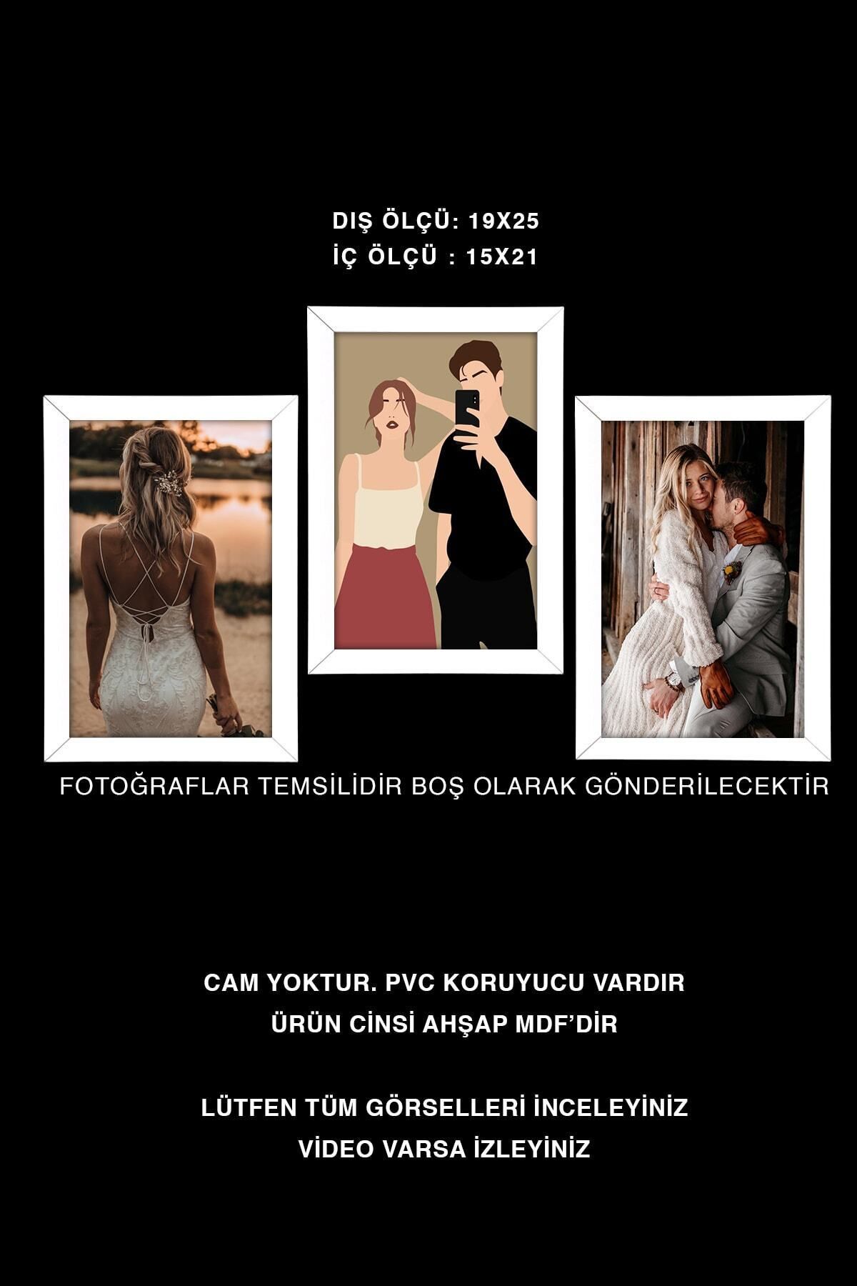 bymat-3 Pieces 15X21 Frame - White Frame - Mdf A5 Frame - Multiple Photo Frame 5