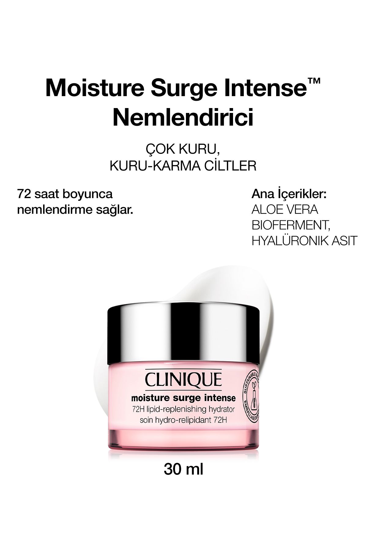 کرم صورت مرطوب کننده شدید Clinique Moisture Surge™ با فناوری محافظت از رطوبت 72 ساعته 30 میلی لیتری