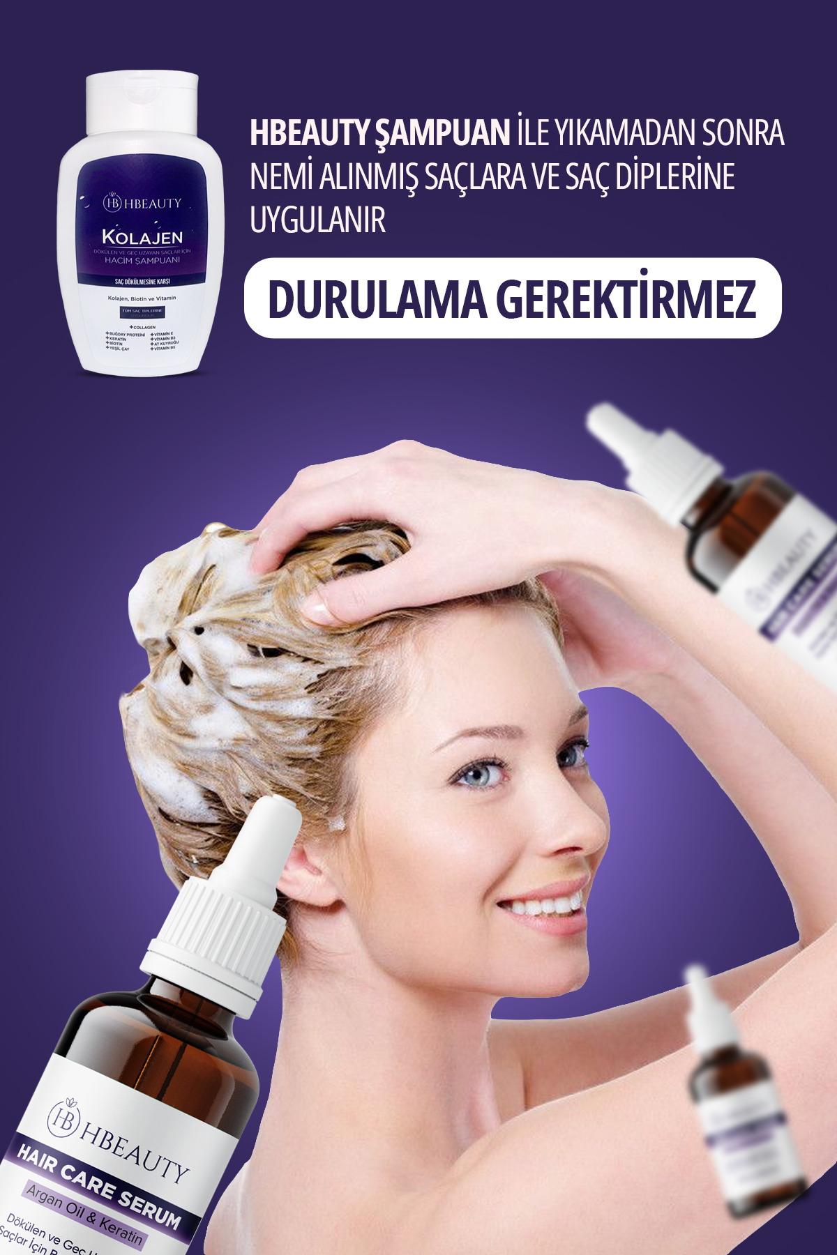 dökülen ve geç uzayan saçlar için Keratin Özlü bakım serumu 2li set — bb — تصویر 2 از 3
