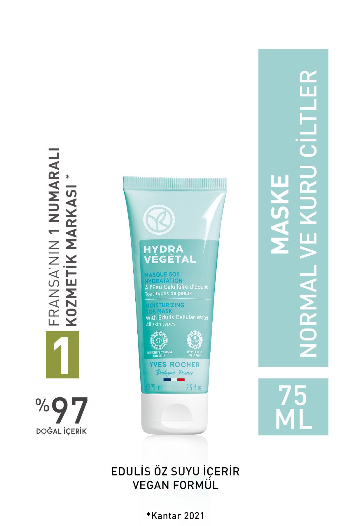 Yves Rocher Besleyici Ferahlık, Rahatlama Nem Maskesi / Hydra Vegetal-75 ml-