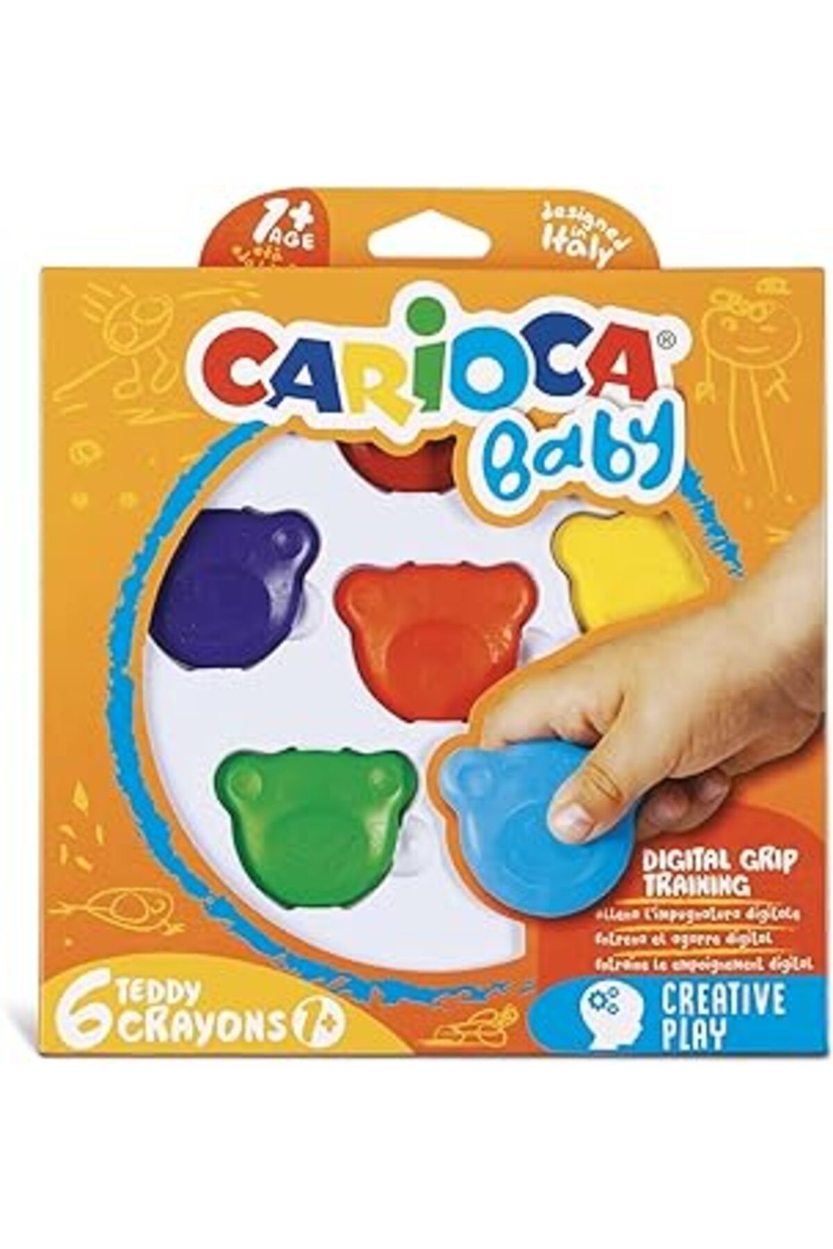 Cepahir Teddy Bebek Crayons 6'Lı Boya, +1 Yaş, Yıkanabilir, Çok Renkli