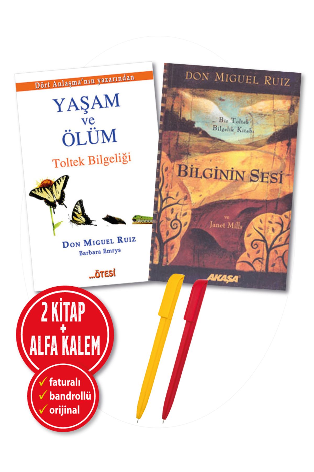 Akaşa Yayınları Alfa Kalem+Don Miguel Ruiz(Bilginin Sesi Toltek Bilgelik+Yaşam ve Ölüm) 2 kitap-Bireysel Geli-Akaşa