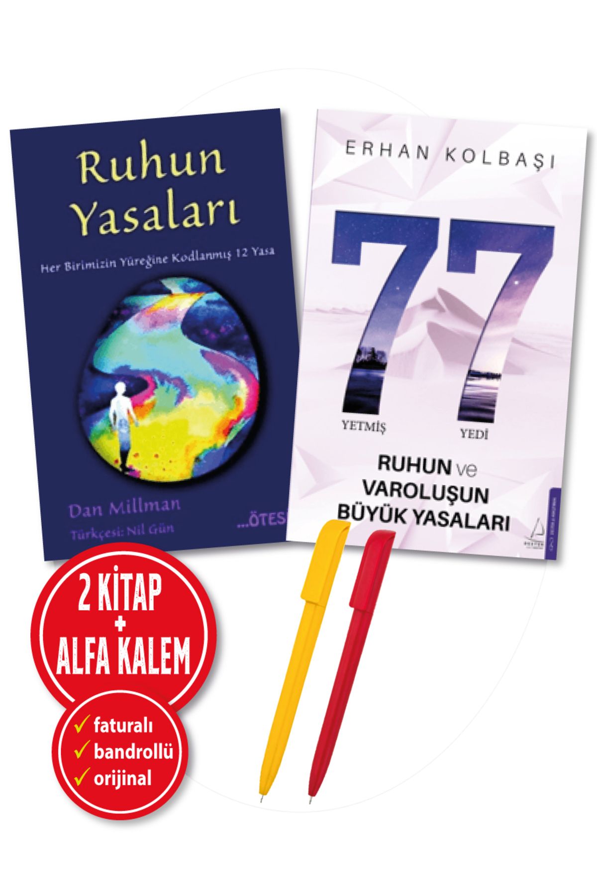 Ötesi Yayıncılık Alfa Kalem+Dan Millman(Ruhun Yasaları)+Erhan Kolbaşı(Yetmiş Yedi 77) 2 kitap-Bireysel Gelişim-Ötesi