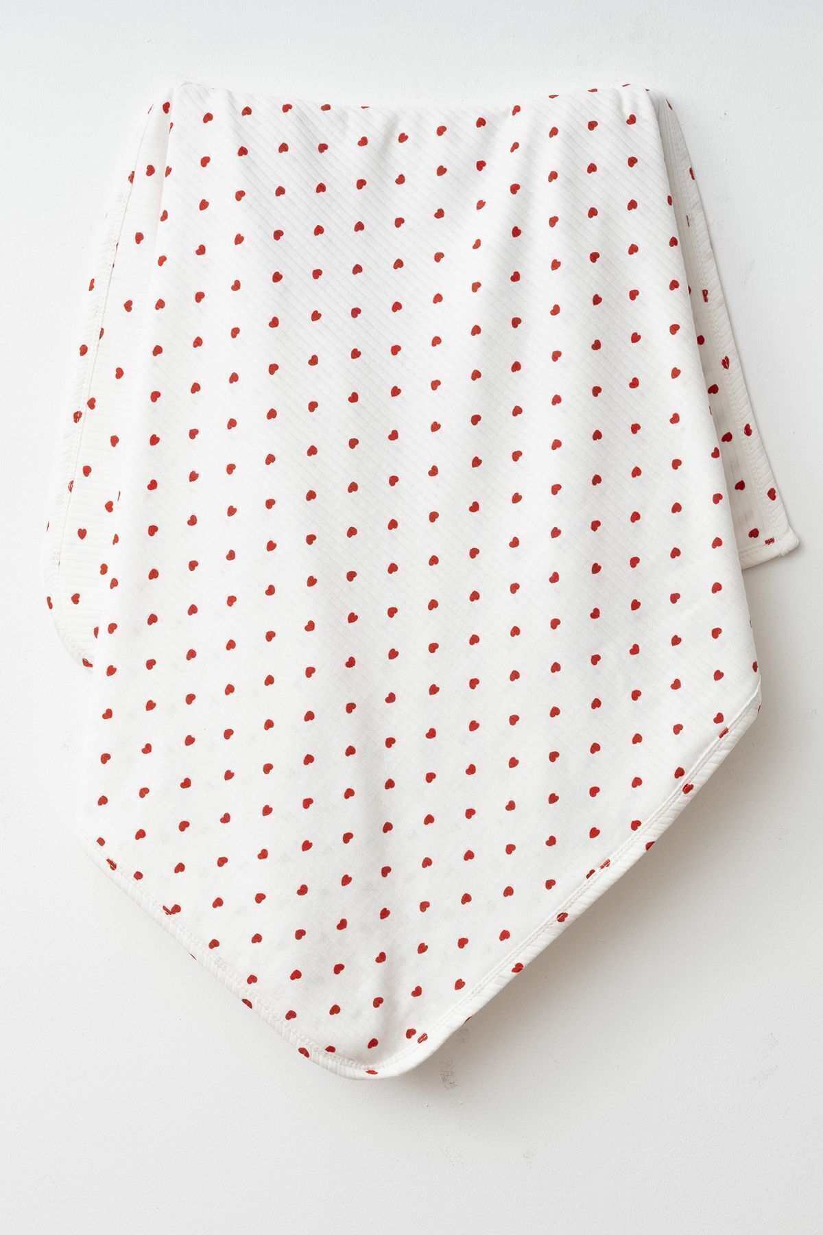 yukobaby bebeğiniz için en doğalı Kırmızı Kalpli Naturel Pamuklu 80x90 cm Çift Kat Bebek Battaniye fotoğrafı 5 (önizleme)