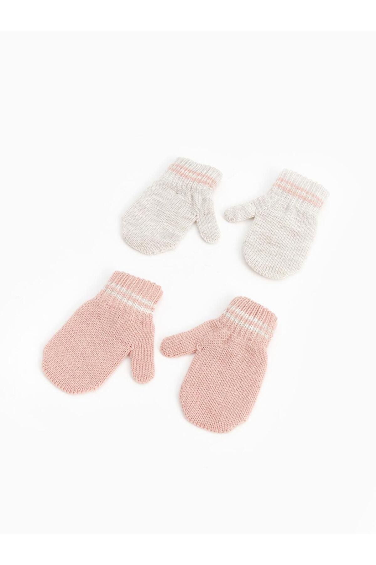 LC Waikiki-Lw – Gestreifte Strickhandschuhe für Babys, 2er-Set 1