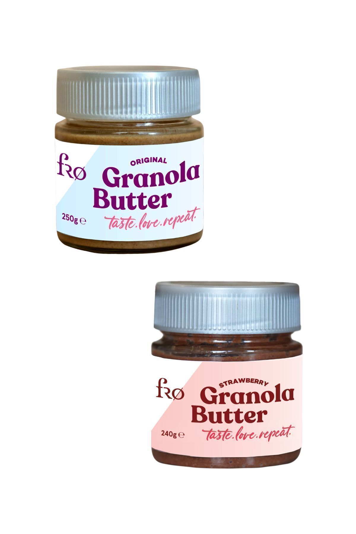 FRO 2'li Granola Butter Original Ve Çilekli Glutensiz Şekersiz Vegan Sürülebilir Kahvaltılık 2x250gr