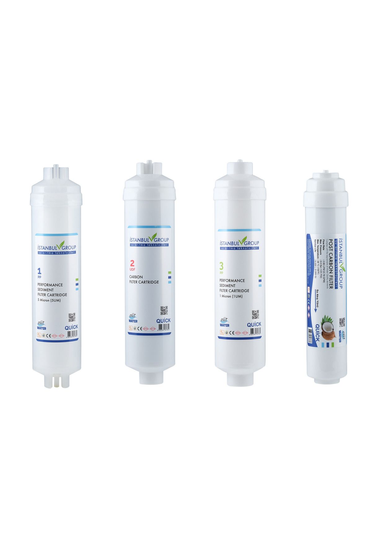 İSTANBUL GROUP Reverse Osmosis İnline Çubuklu 4 LÜ Post Karbon Filtreli Set