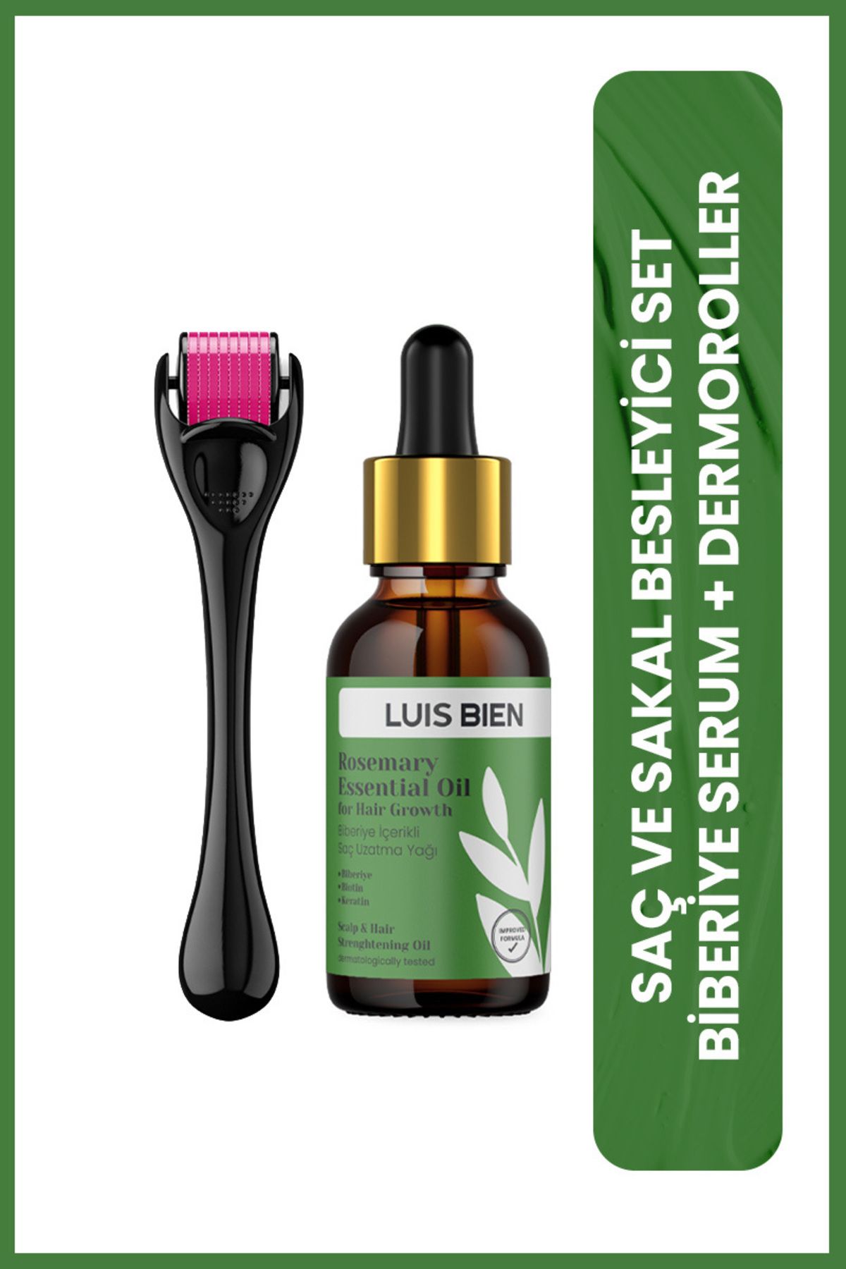 Luis Bien Saç Uzatıcı Biberiye Yağı & Dermaroller 0.5 Mm Set