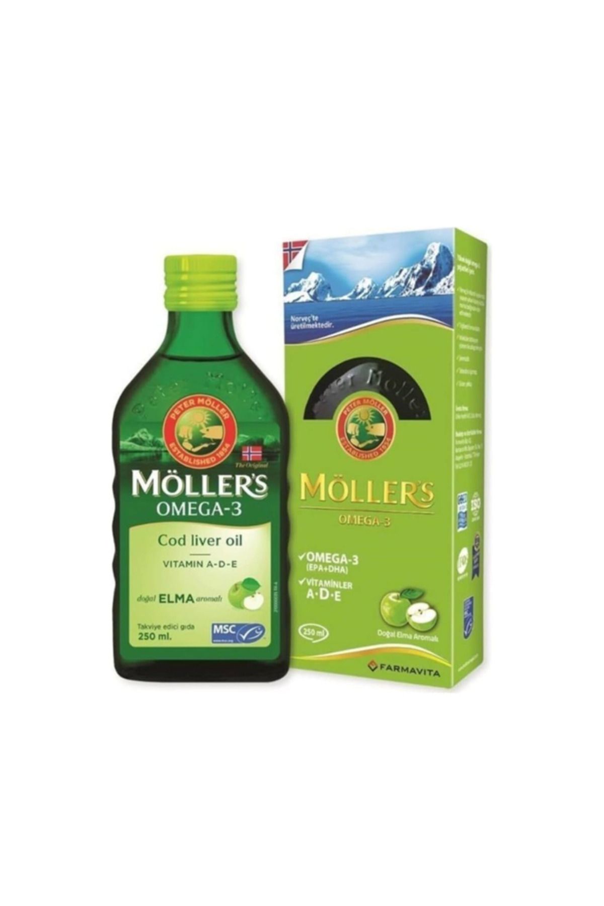 Möller's Möllers Omega 3 Elma Aromalı A-D-E Vitaminli Balık Yağı 250 ml