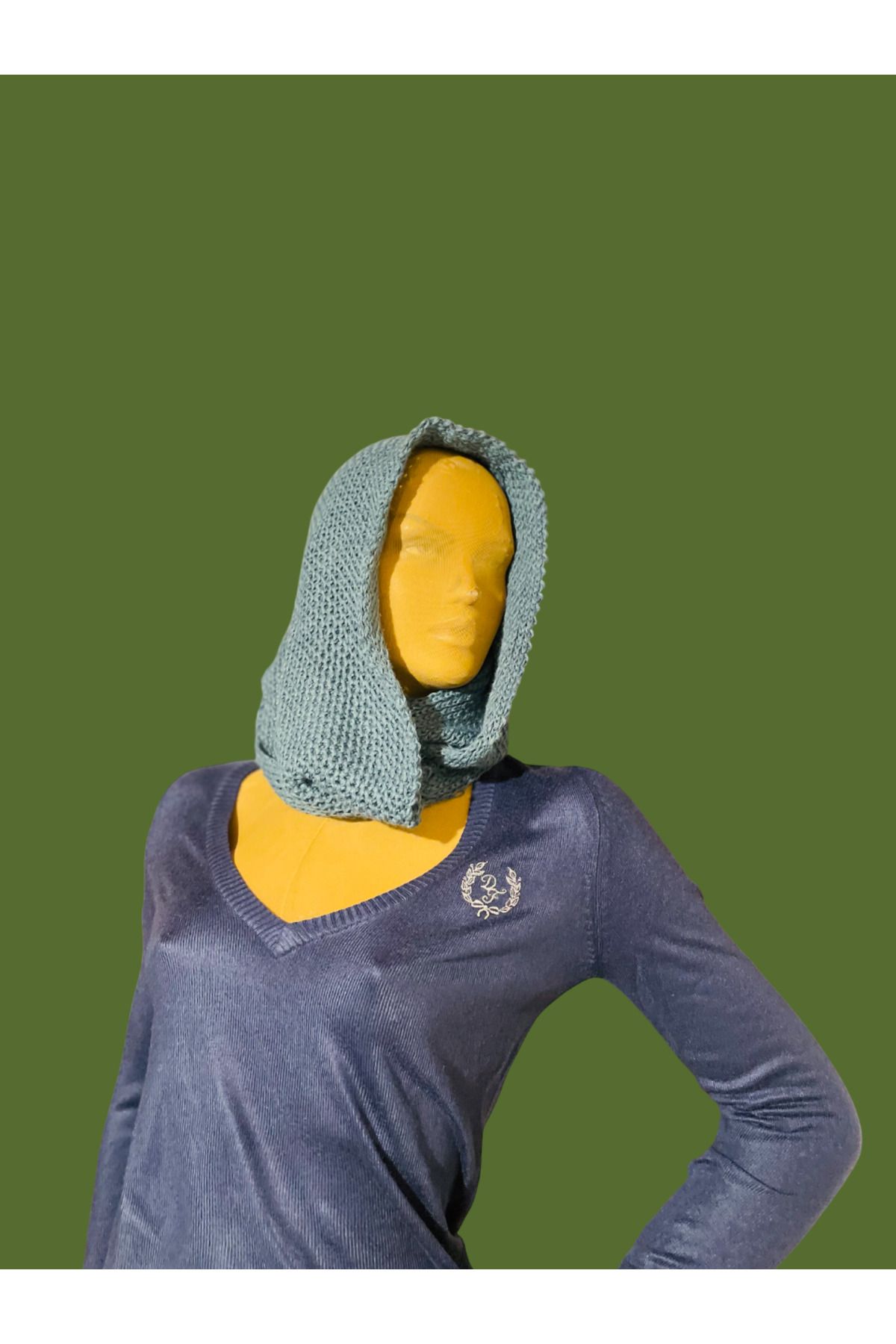 ÖzOksijen Balaclava/Boyunluk Indigo Renk,Akrilik Kumas,Örme Triko Balaclava/Boyunluk