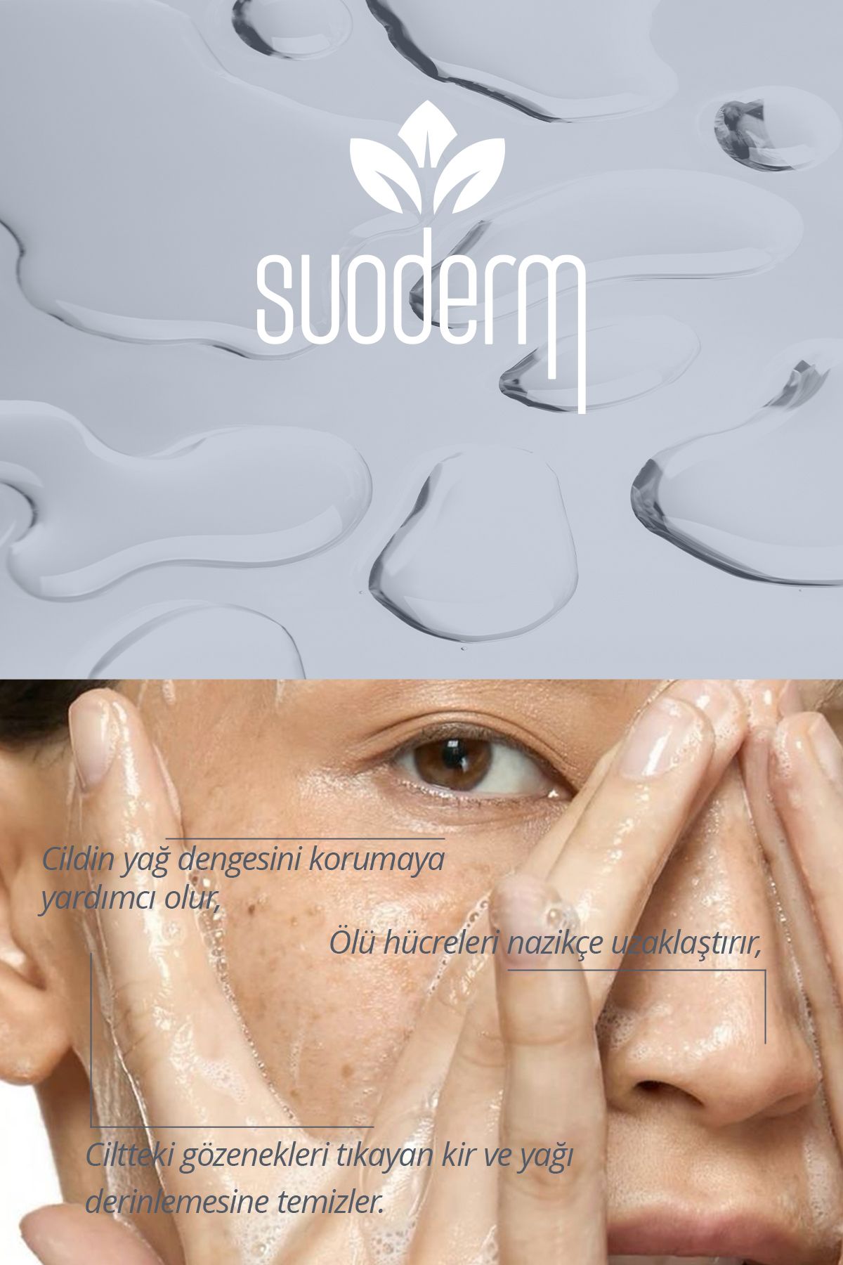 ژل پاک کننده صورت پاک کننده و احیا کننده / Aha 7% Bha% 2 ویتامین C 2% Niacinamide 5% SUODERM