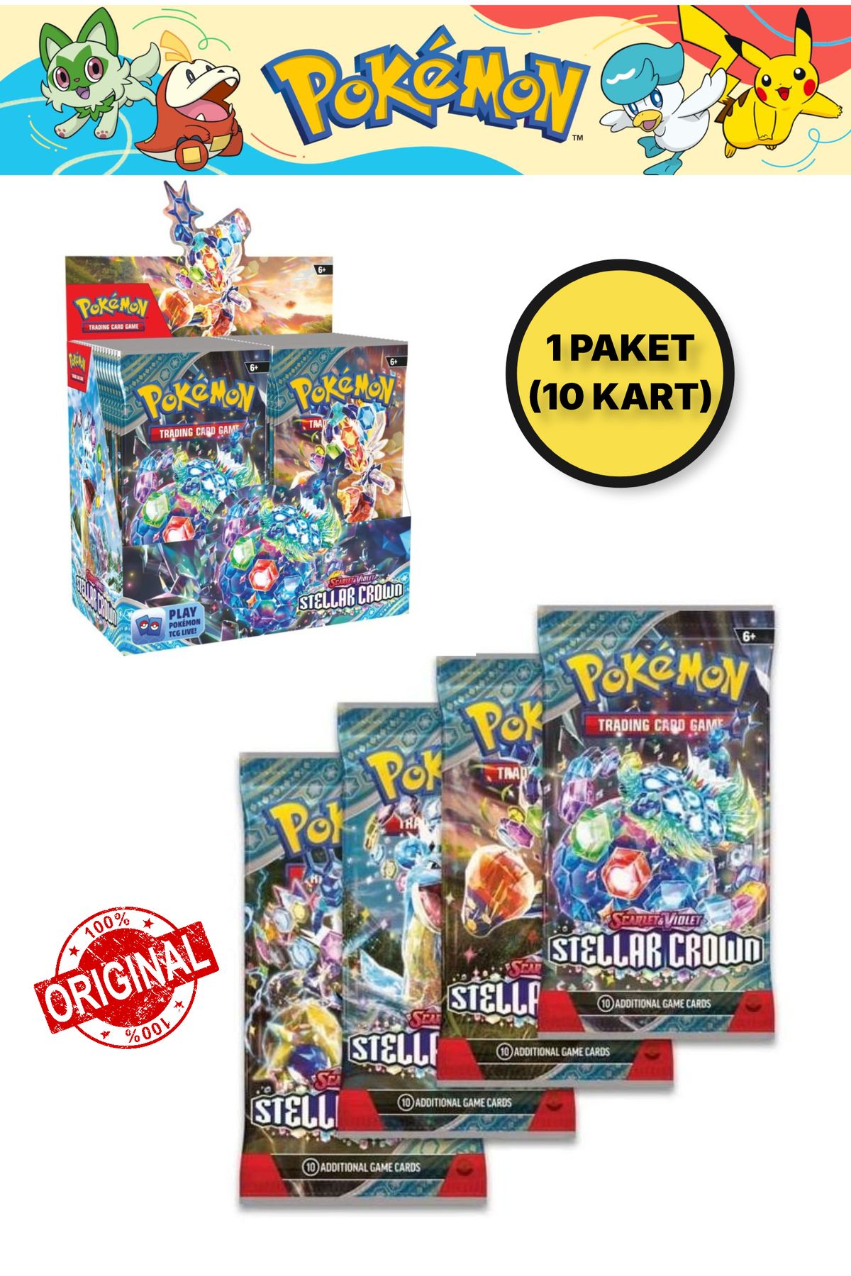 TOYFEST Pokemon Stellar  Crown Bst Booster English TCG Online  Oyun Kodlu Pokemon Kart  - 1 ADET