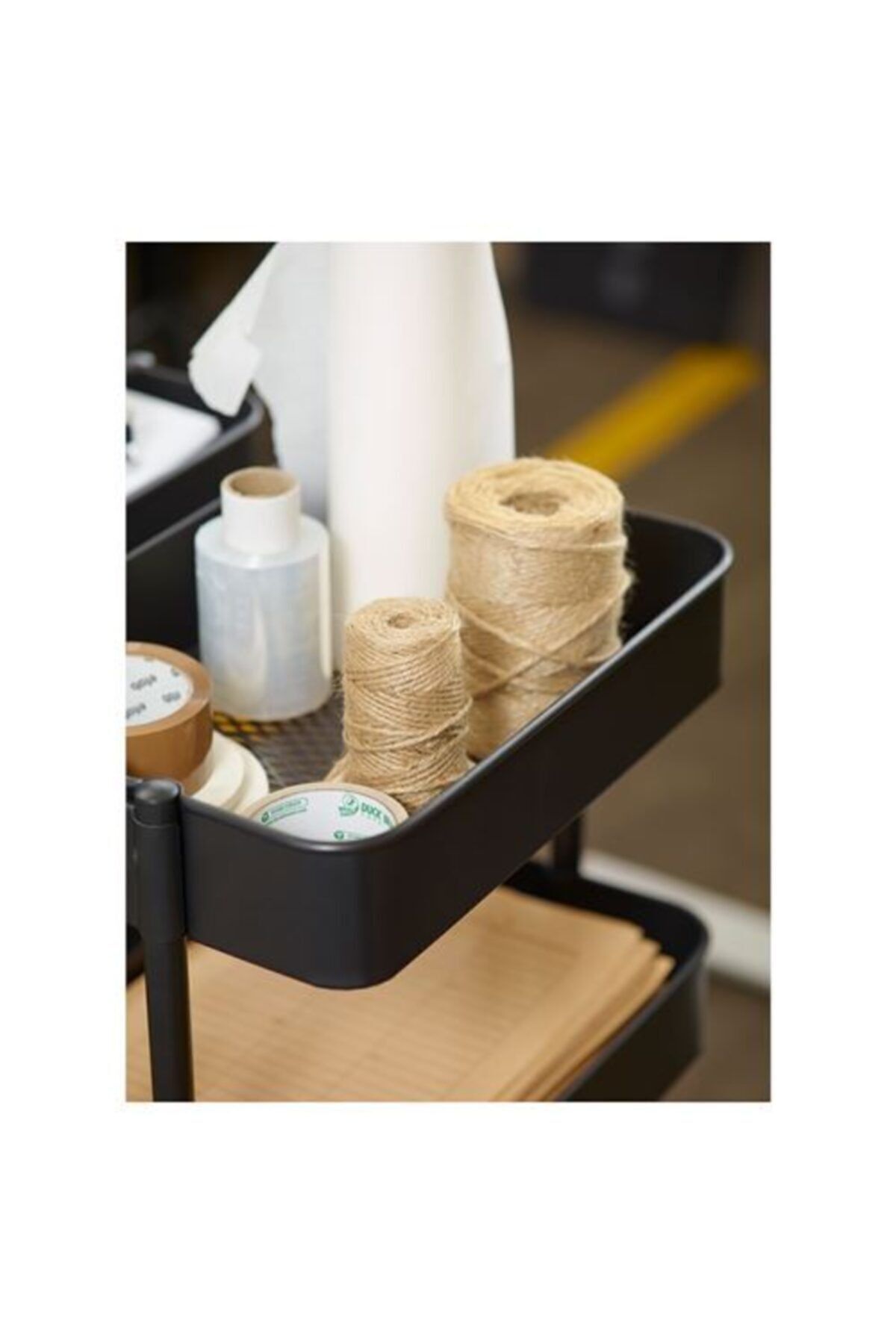IKEA-Ikea Bathroom Organizer - 35X45X78 cm Rack Unit with Casters, Service Trolley Çelik-Black 7