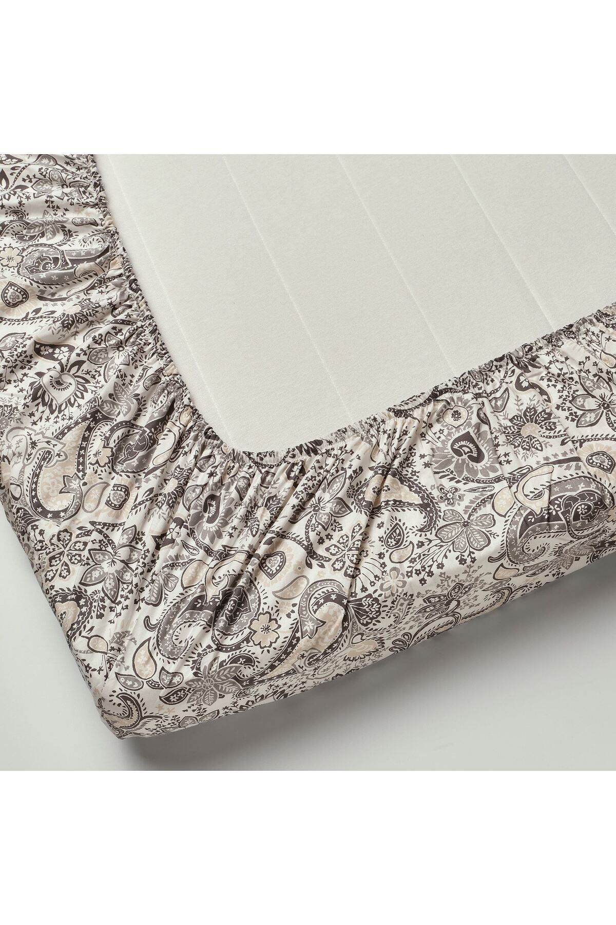 IKEA-شرشف مطاطي، رمادي-أبيض، 80x200 سم 5