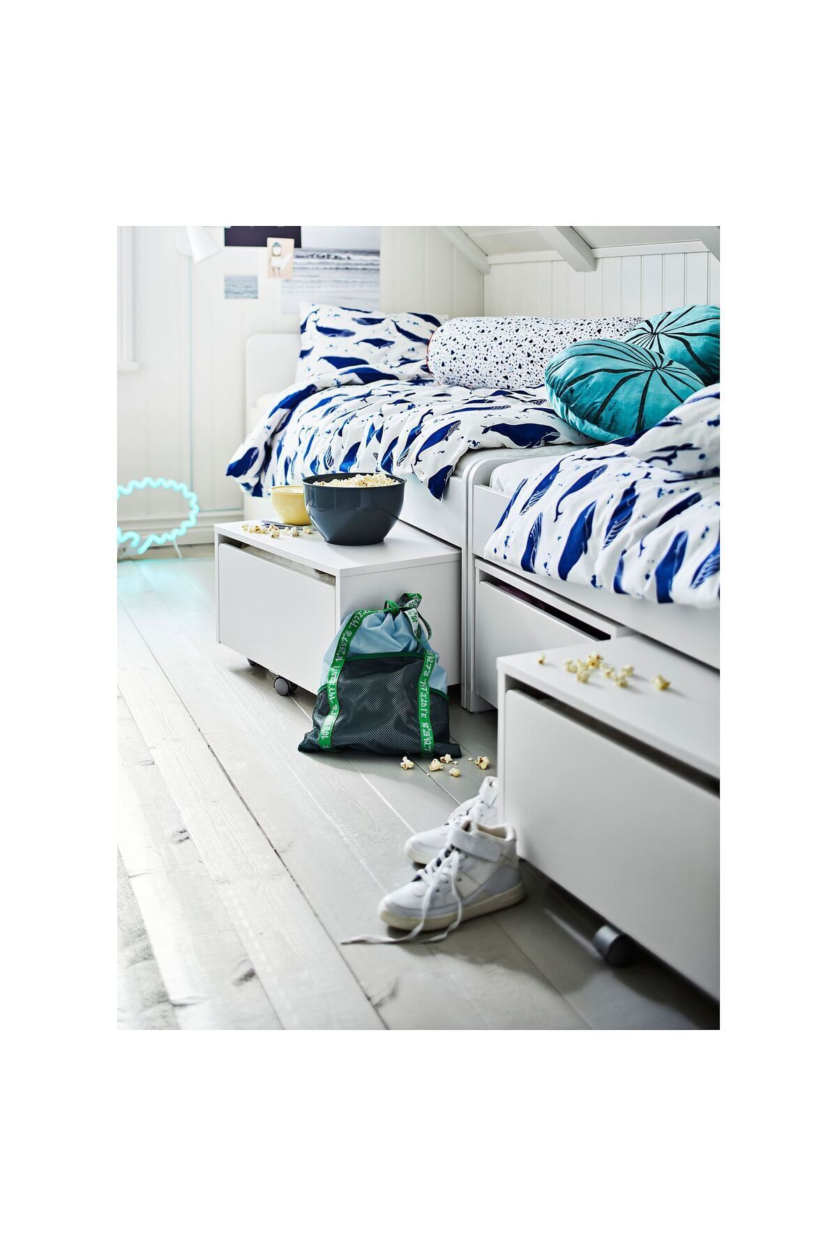 IKEA karyola saklama kutusu, beyaz, 62x62x36 cm fotoğrafı 5 (önizleme)