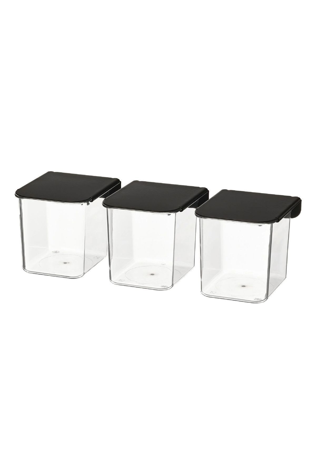 IKEA-Skadıs 3-Piece Black Lid Set Multi-Purpose Panel Part Transparent Box with Lid 7x8x8.5 cm 1