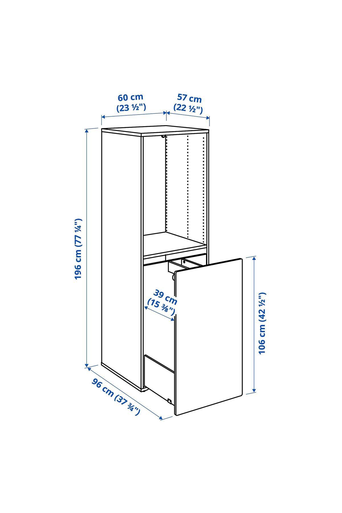 IKEA çocuk gardırobu, beyaz, 60x55x196 cm fotoğrafı 4 (önizleme)