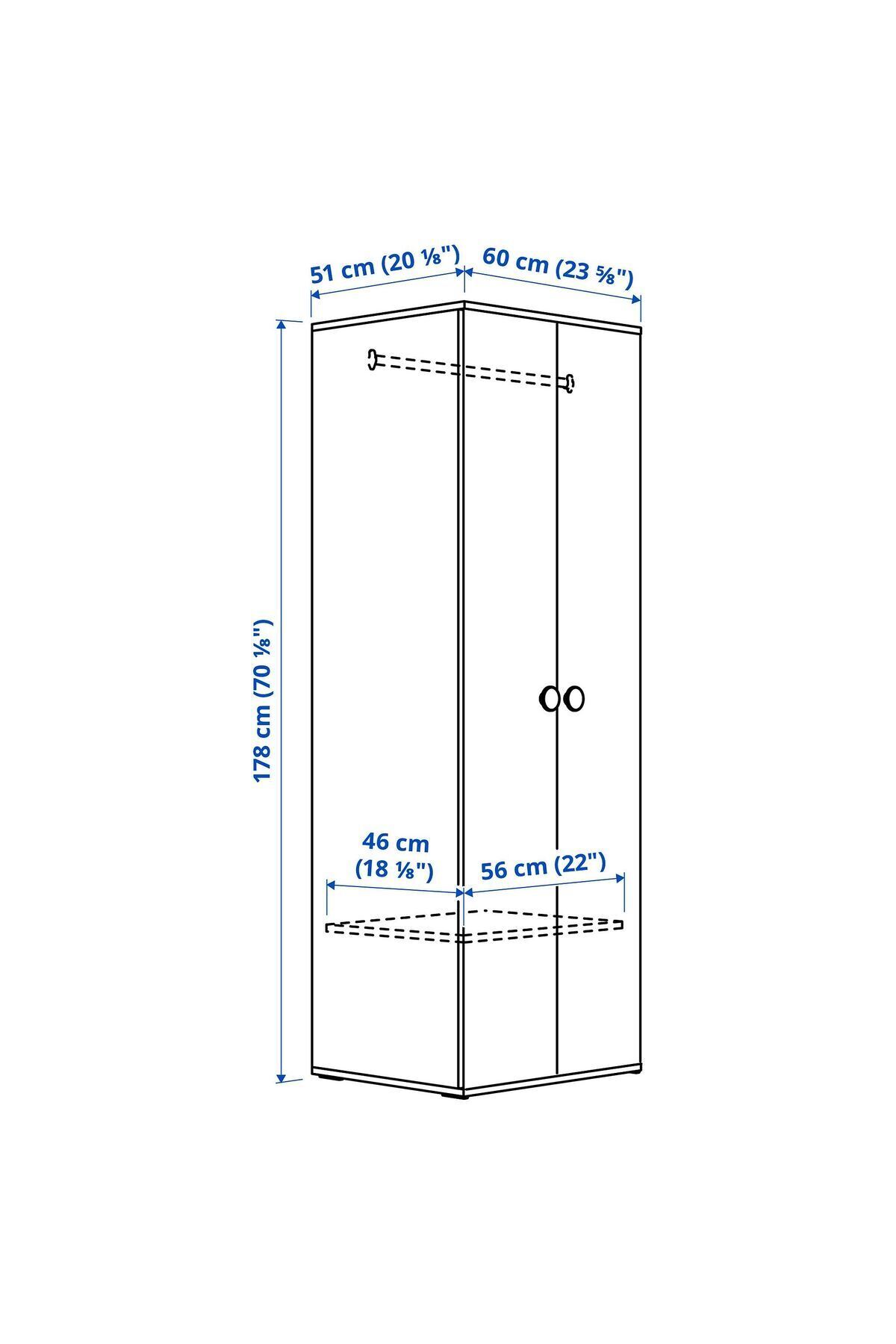 IKEA çocuk gardırobu, beyaz, 60x51x178 cm fotoğrafı 6 (önizleme)