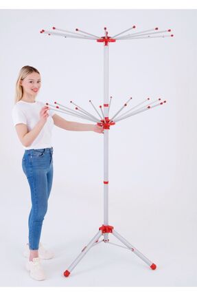 KURUTMAX 360 Twin İki Katlı Çamaşırlık,Dönerli şemsiye Şeklinde Çamaşır Kurut...