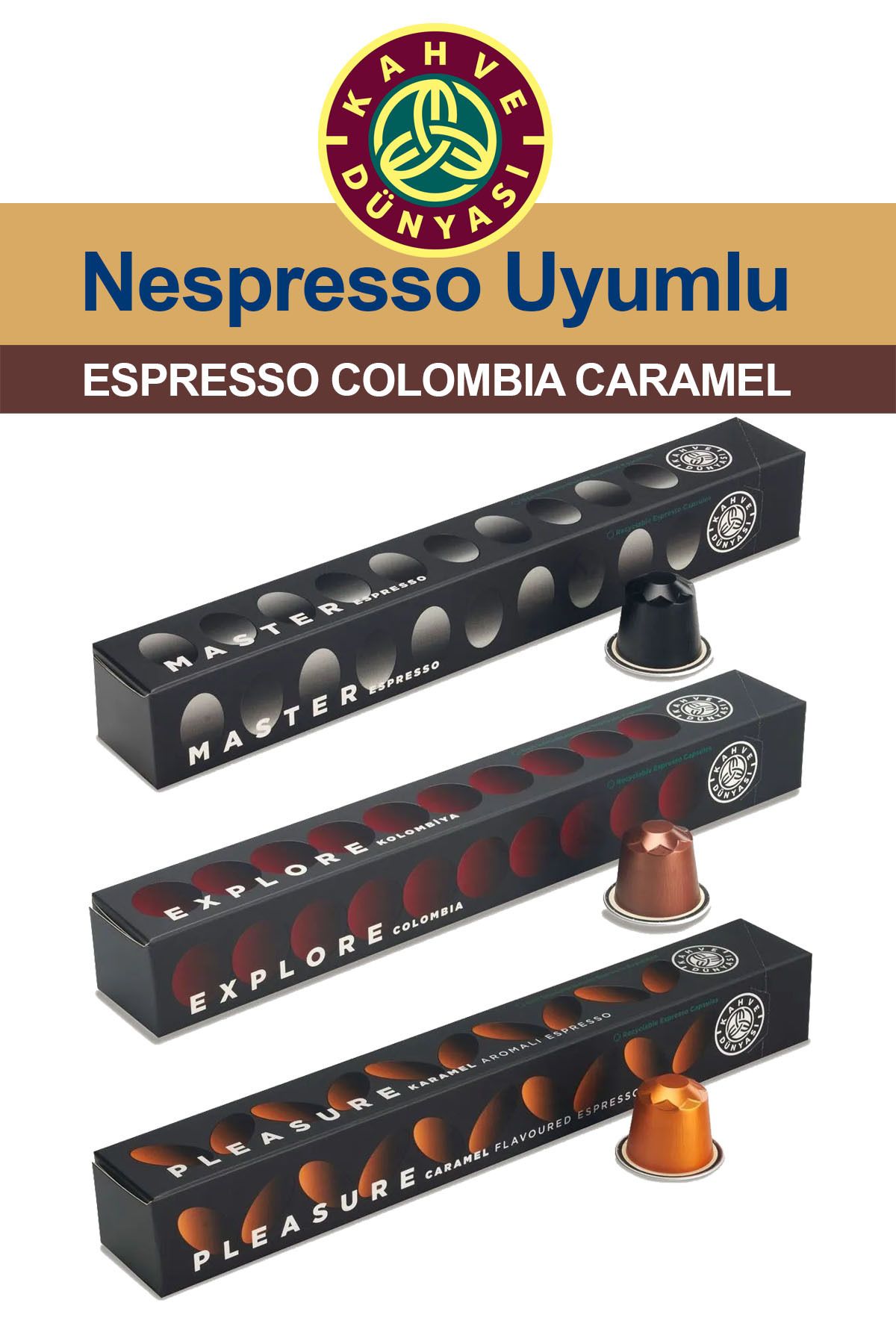 Kahve Dünyası Nespresso Kapsül Kahve Tadım Seti 3x10 Espresso Colombia Caramel