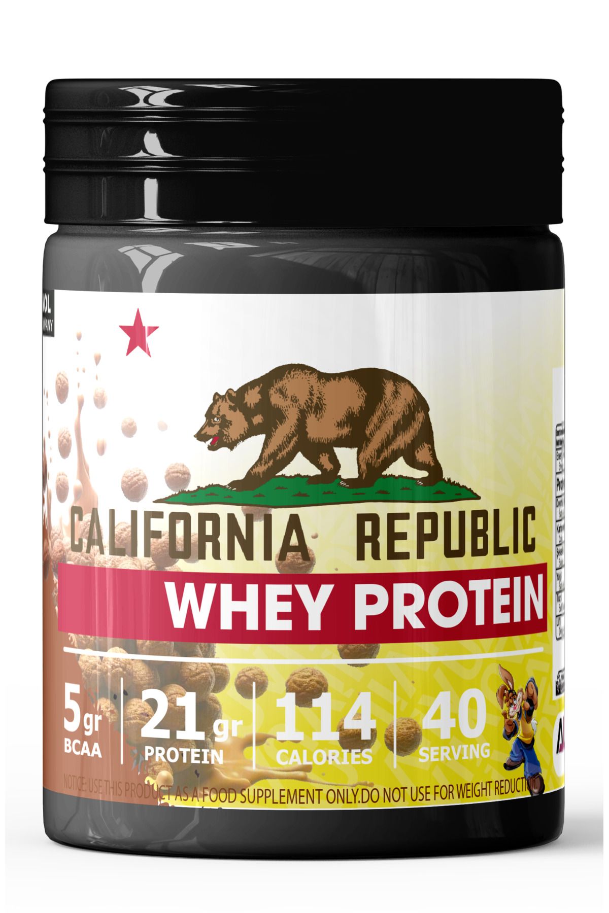 CALIFORNIA REPUBLIC Whey Protein - 1200Gr - Nesquik Aromalı - 40 Servis - Siyah