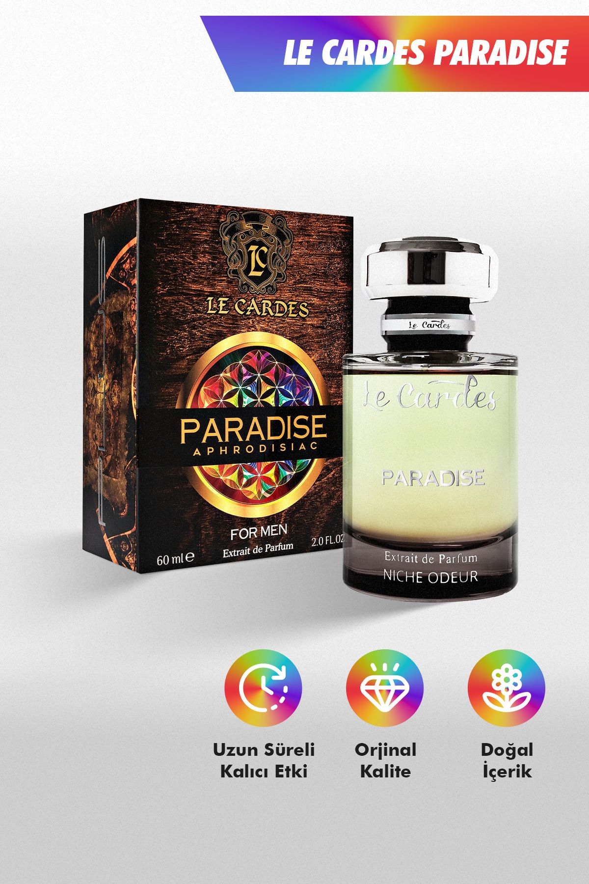 لو کاردز موثر - ماندگار و جذاب - عطر مردانه Paradise 60 ml Extrait De Parfum