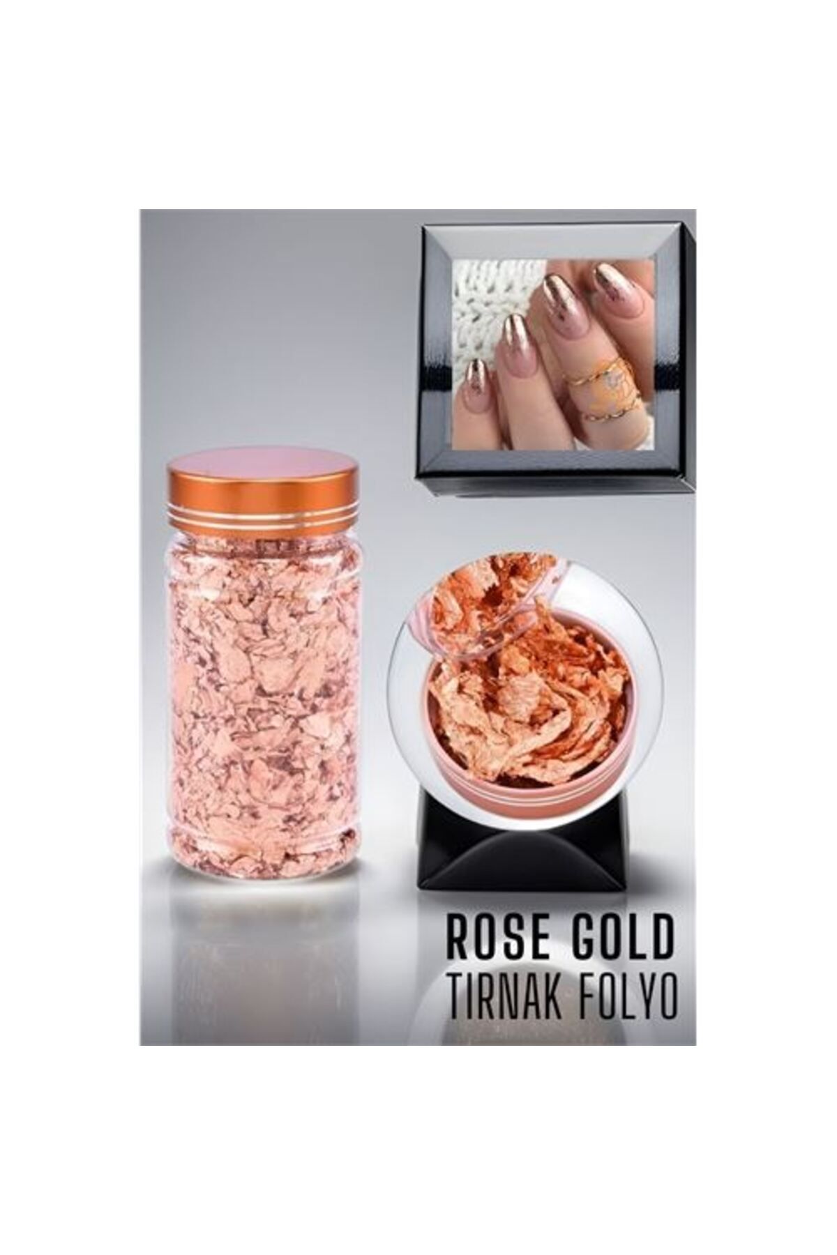 ACSMarket Modacar Tırnak Süsü Gümüş Folyo Rose Gold