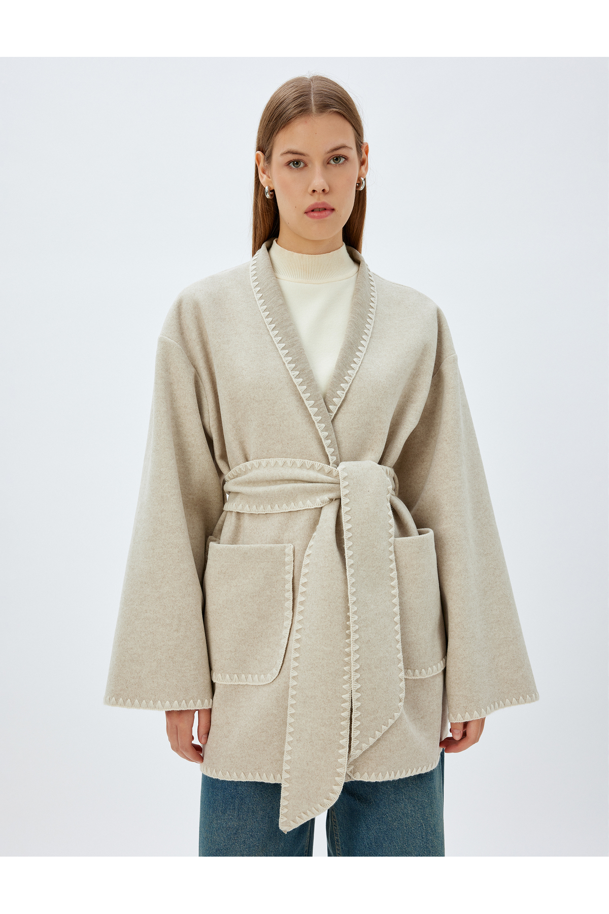 Koton  Vizon Melanj Kadın Kaban 5WAK00247EW - Görsel 3